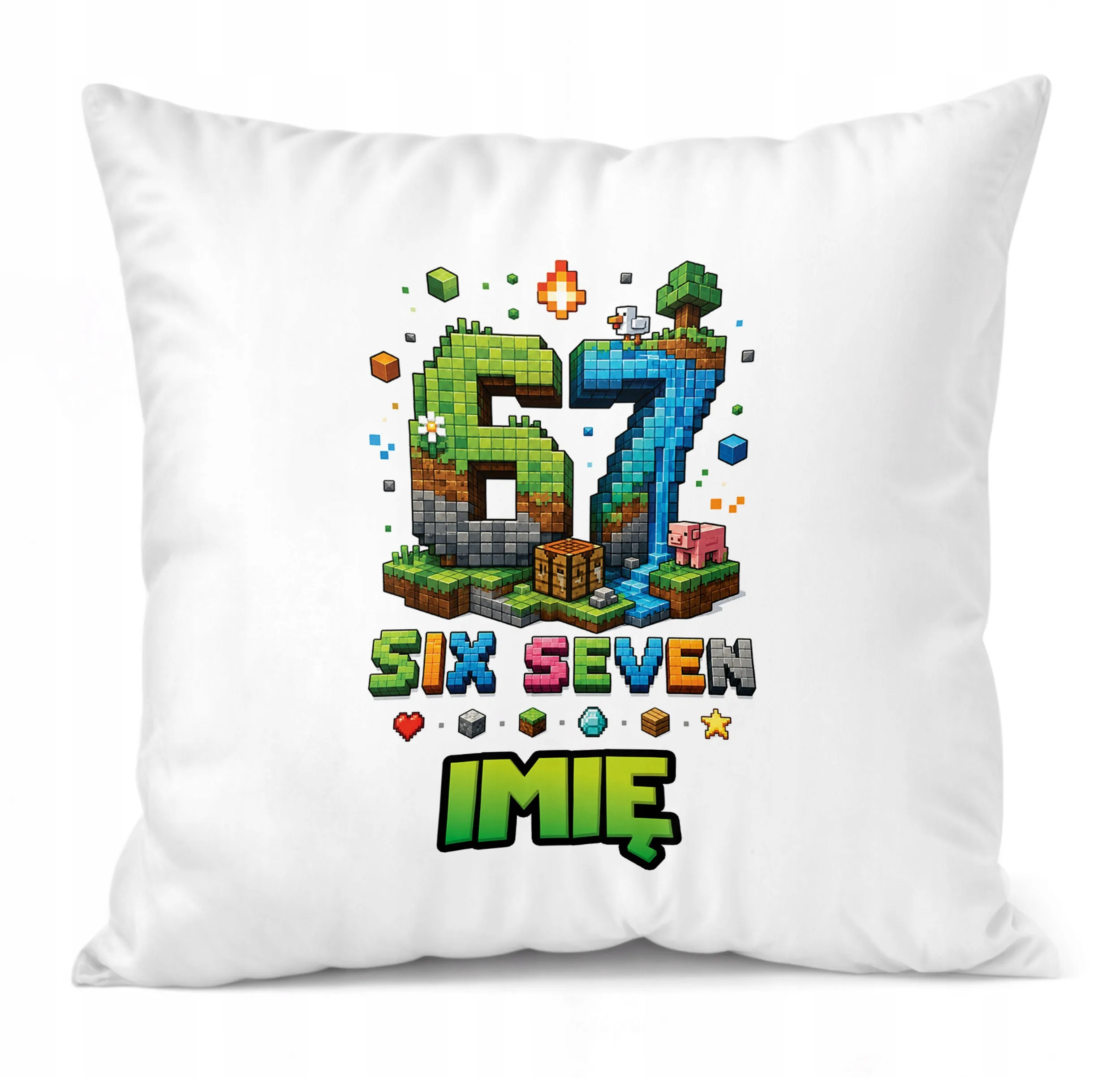 Poduszka Jasiek Personalizowana z nadrukiem 38x38cm 67 SIX SEVEN Prezent