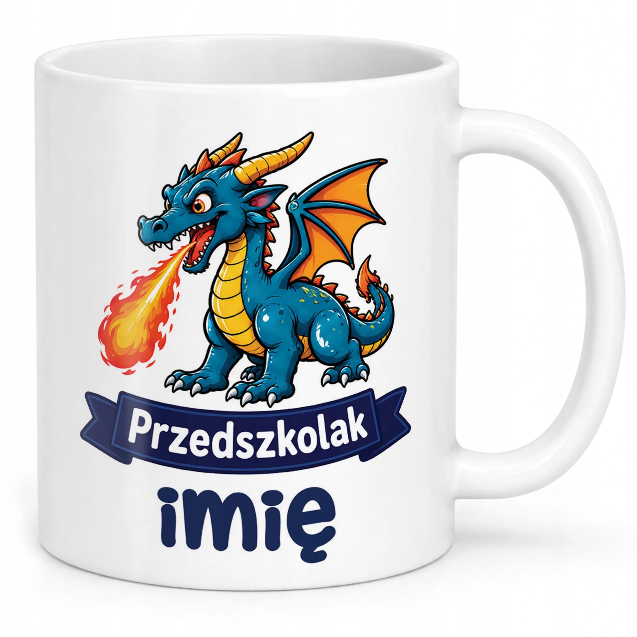 Biały Kubek z nadrukiem personalizowany Przedszkolak Szkoła Dla Dzieci
