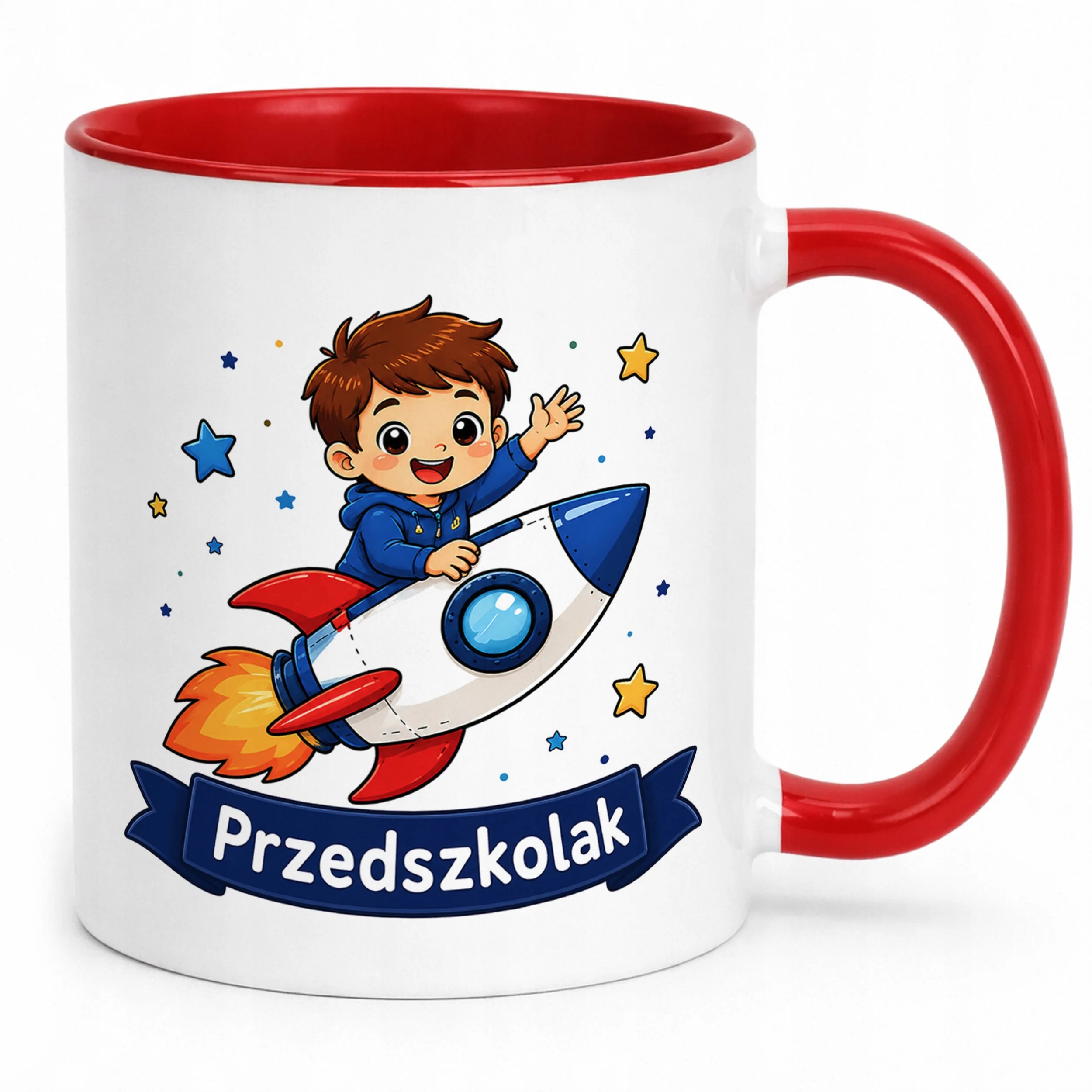 Kubek Czerwony z nadrukiem Przedszkolak Szkoła Dla Dzieci Prezent