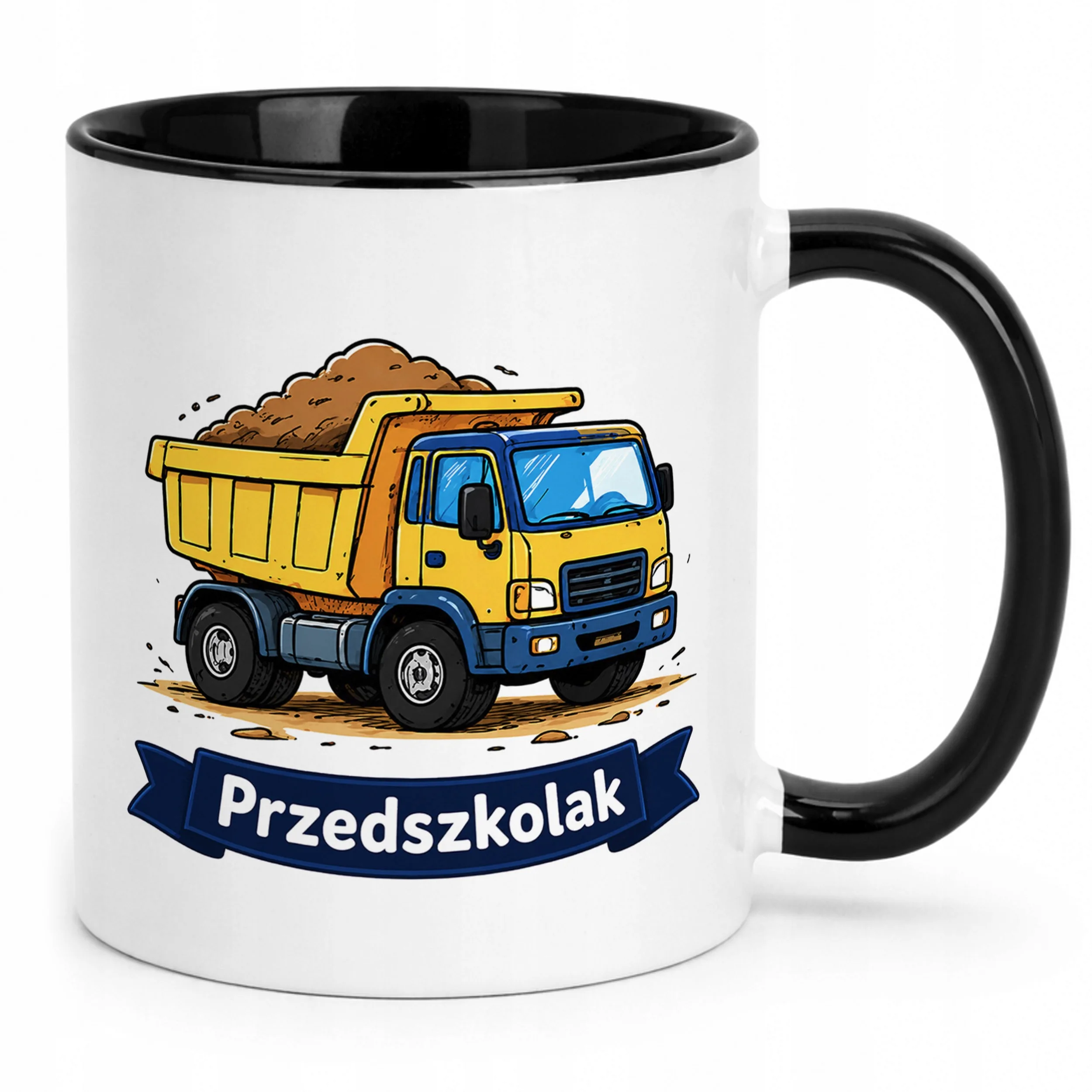 Kubek Czarny z nadrukiem Przedszkolak Szkoła Dla Dzieci Prezent