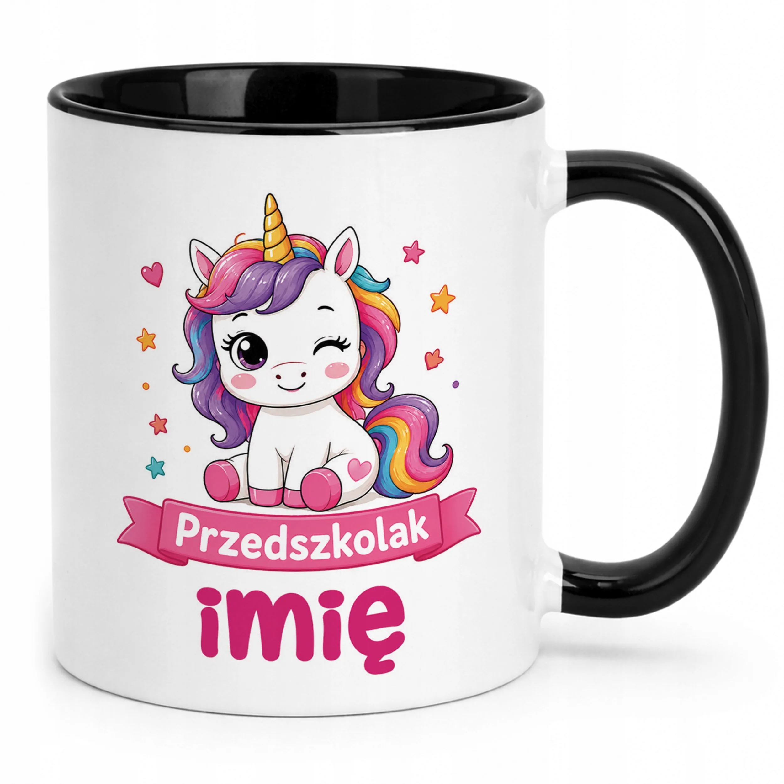 Kubek Czarny z nadrukiem personalizowany Przedszkolak Szkoła Dla Dzieci
