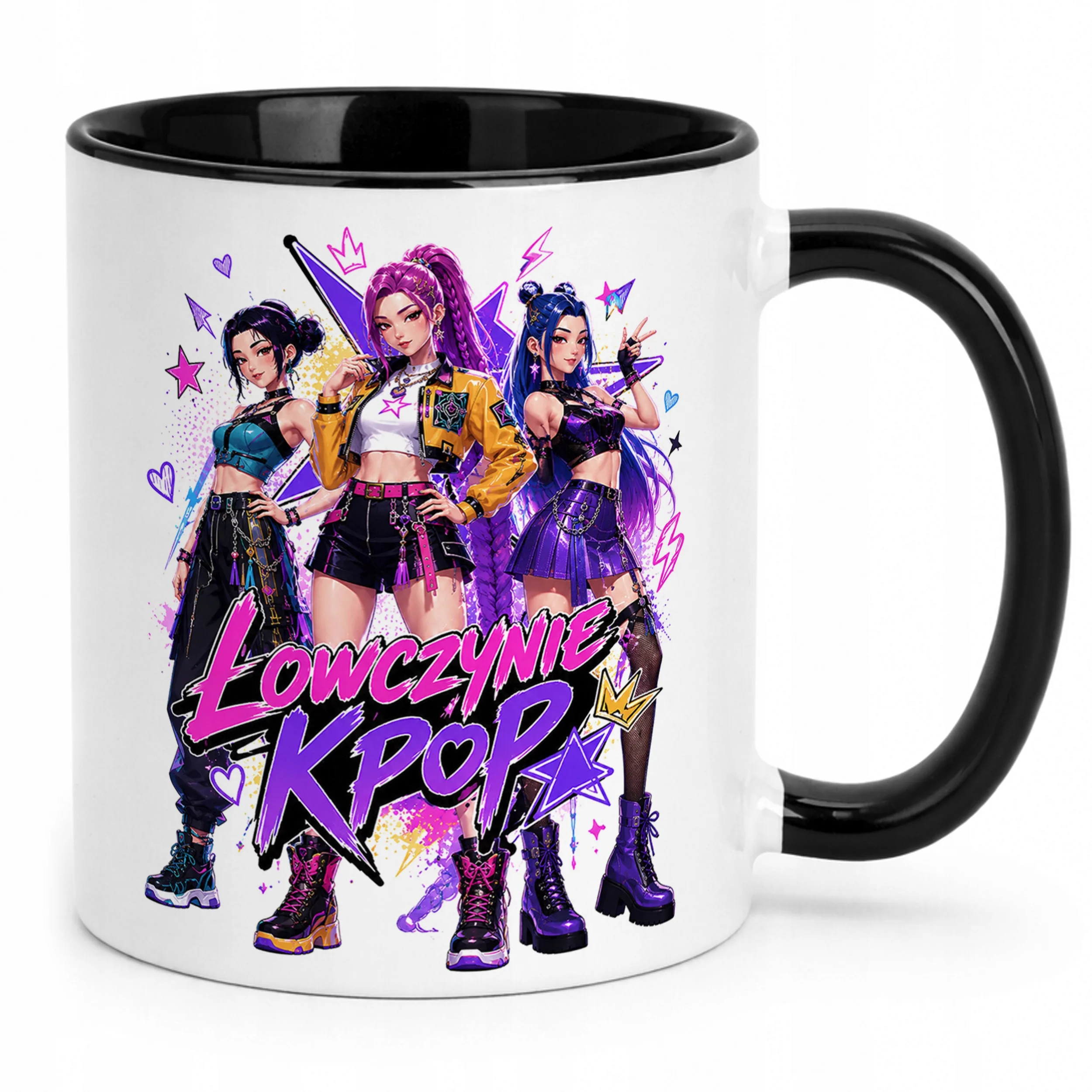 Kubek Czarny z nadrukiem ŁOWCZYNIE KPOP Dla Dzieci Prezent Upominek