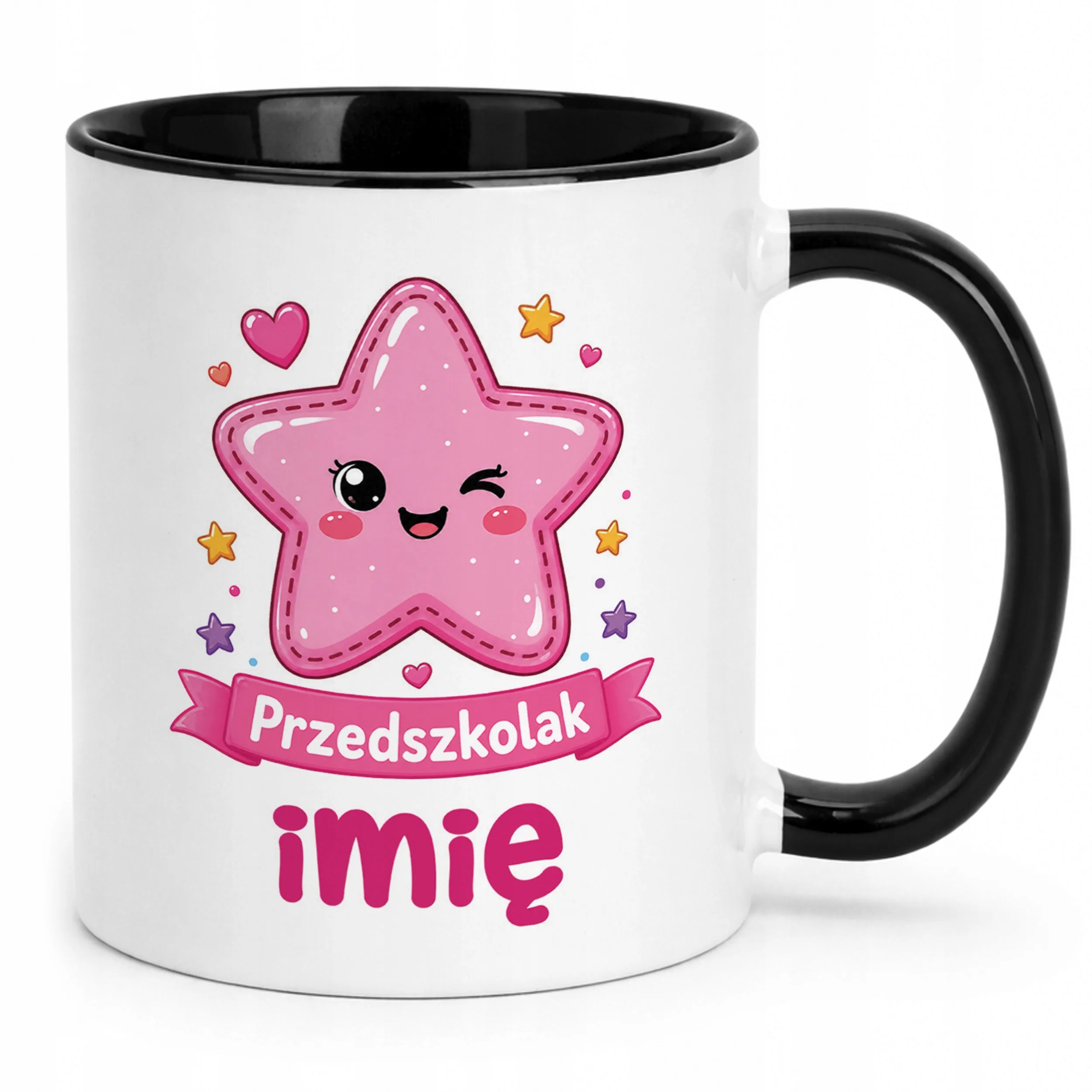 Kubek Czarny z nadrukiem personalizowany Przedszkolak Szkoła Dla Dzieci