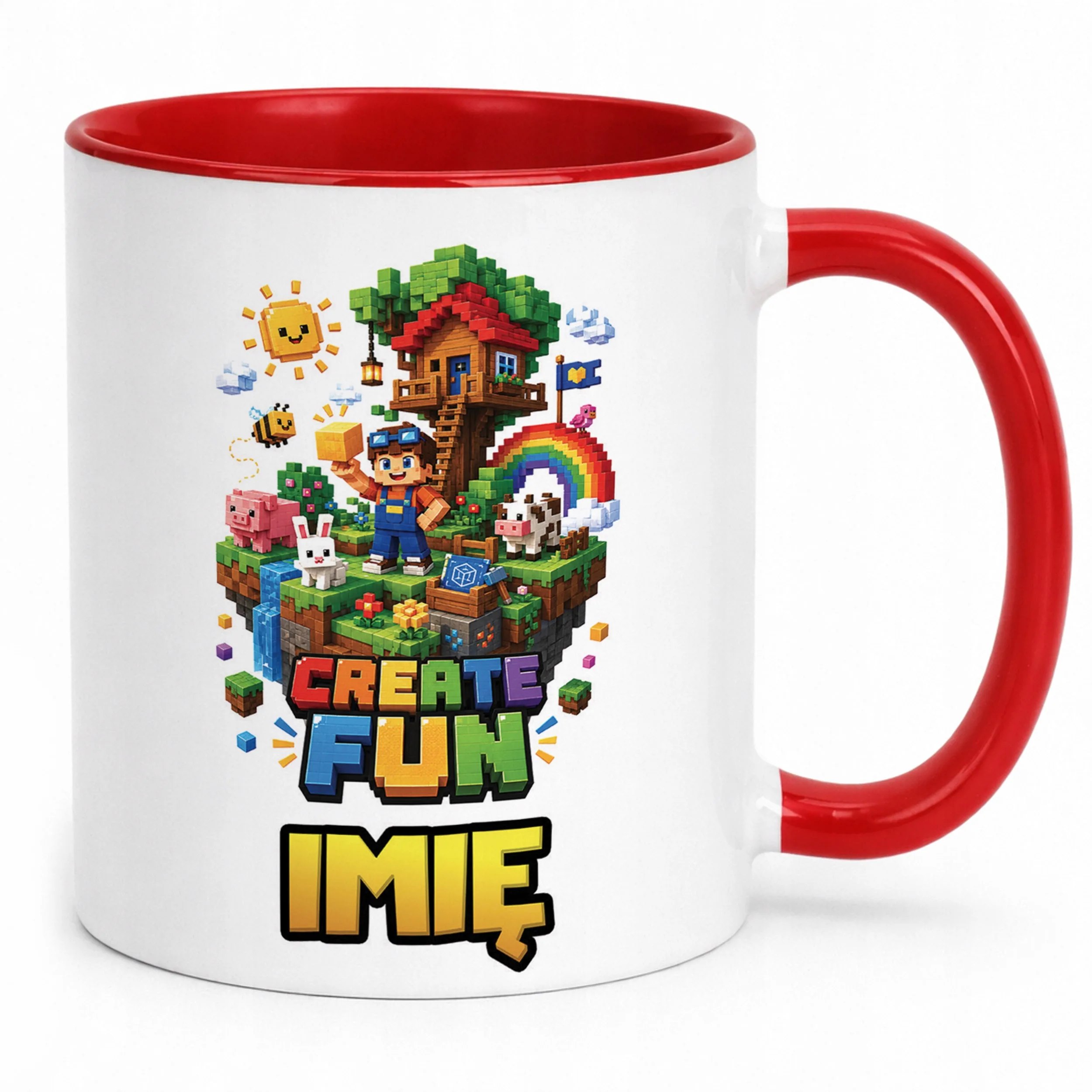 Kubek Czerwony z nadrukiem personalizowany Gra Pixel Dla Dzieci Prezent