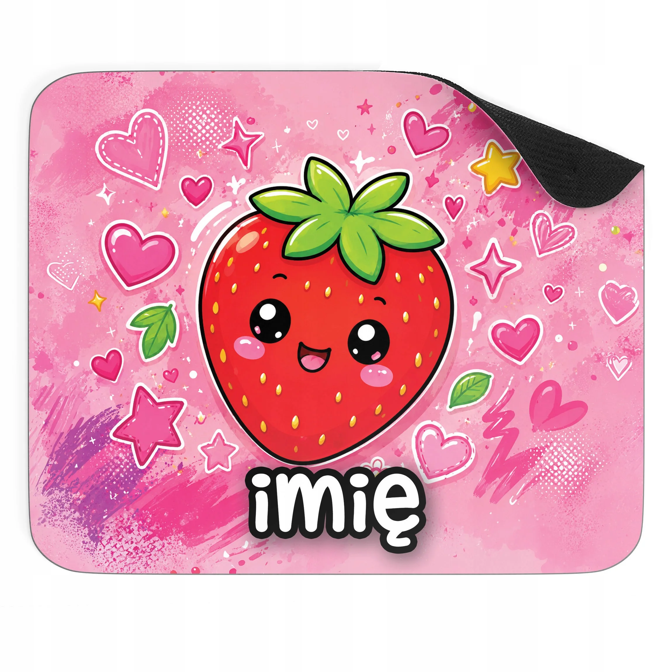 Podkładka pod mysz personalizowana z nadrukiem Kawaii truskawka dla graczy