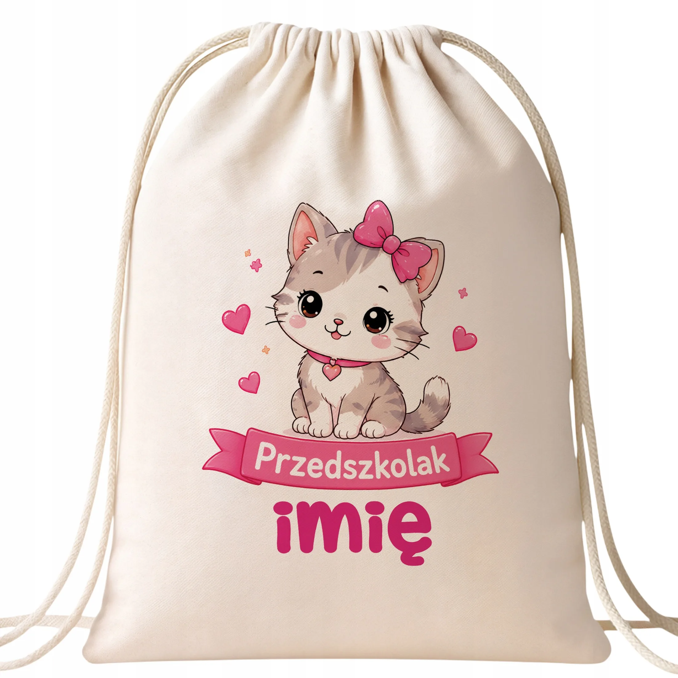 Plecak Worek Personalizowany Przedszkolak z Nadrukiem Bawełniany Szkolny