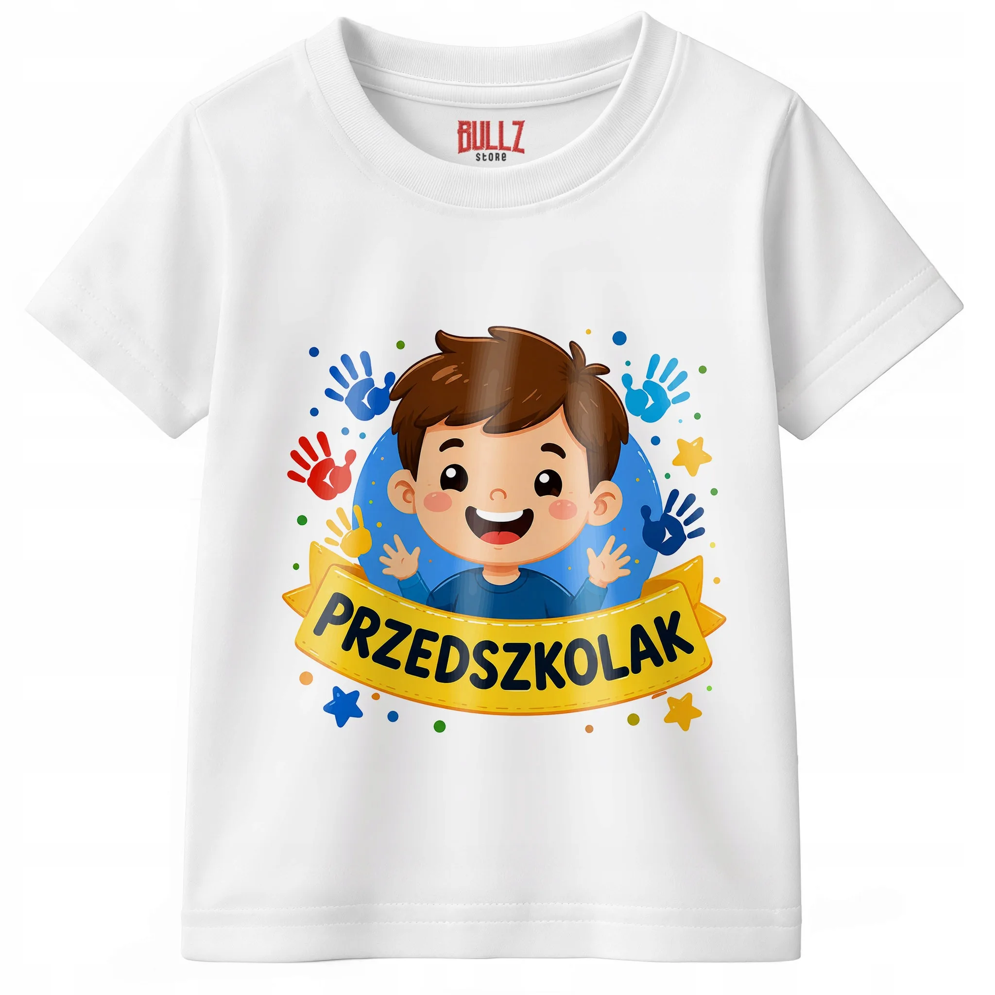 Koszulka Dziecięca Biała Z Nadrukiem Przedszkolak Dla Dzieci Prezent r. 116