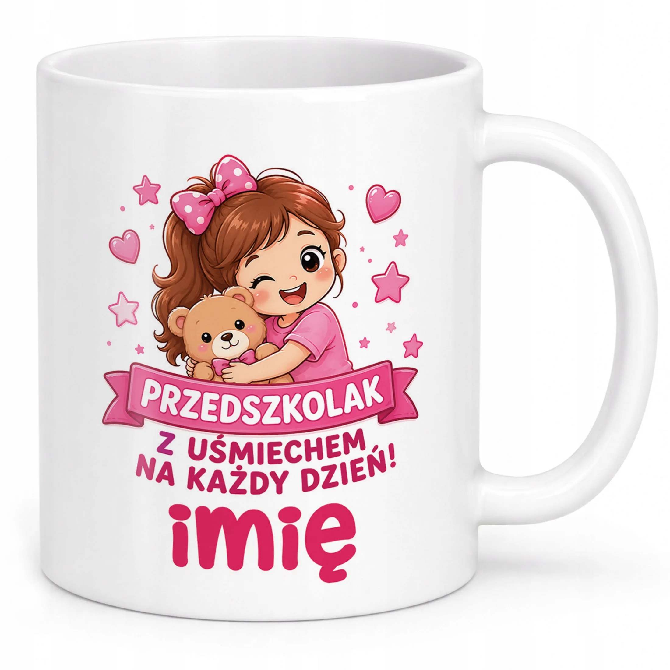 Biały Kubek z nadrukiem personalizowany Przedszkolak Szkoła Dla Dzieci