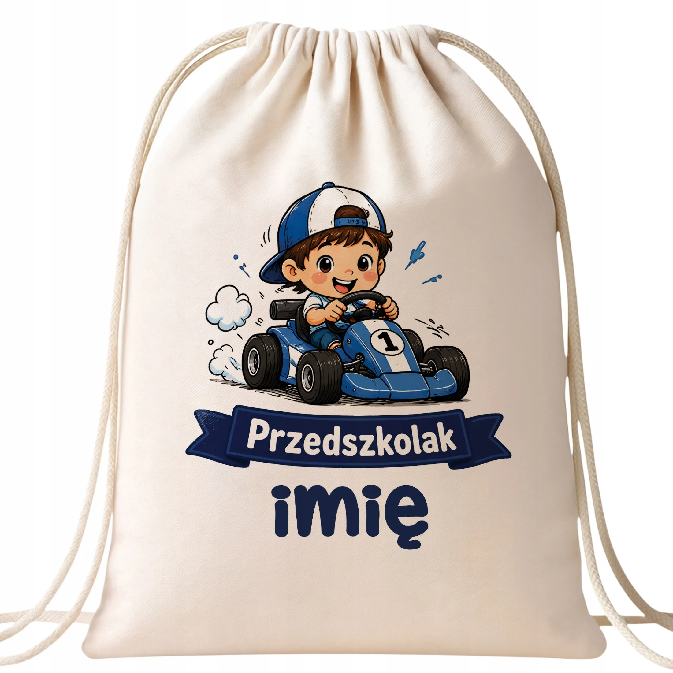Plecak Worek Personalizowany Przedszkolak z Nadrukiem Bawełniany Szkolny