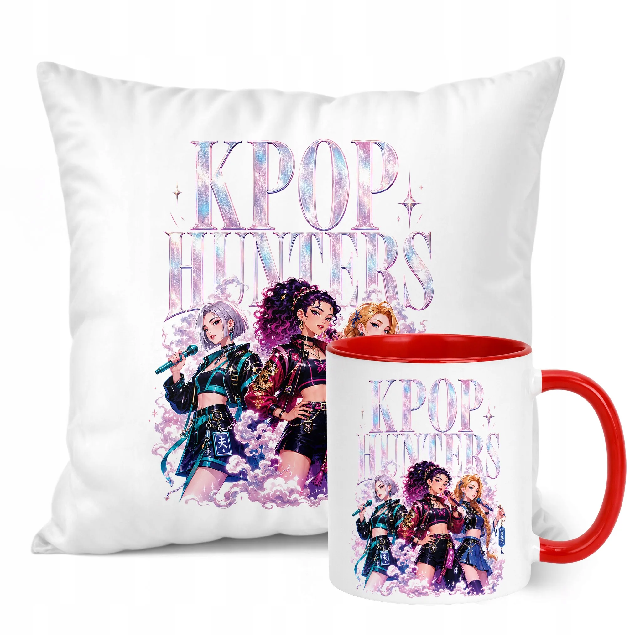Zestaw Kubek Czerwony Poduszka Z Nadrukiem ŁOWCZYNIE KPOP Prezent
