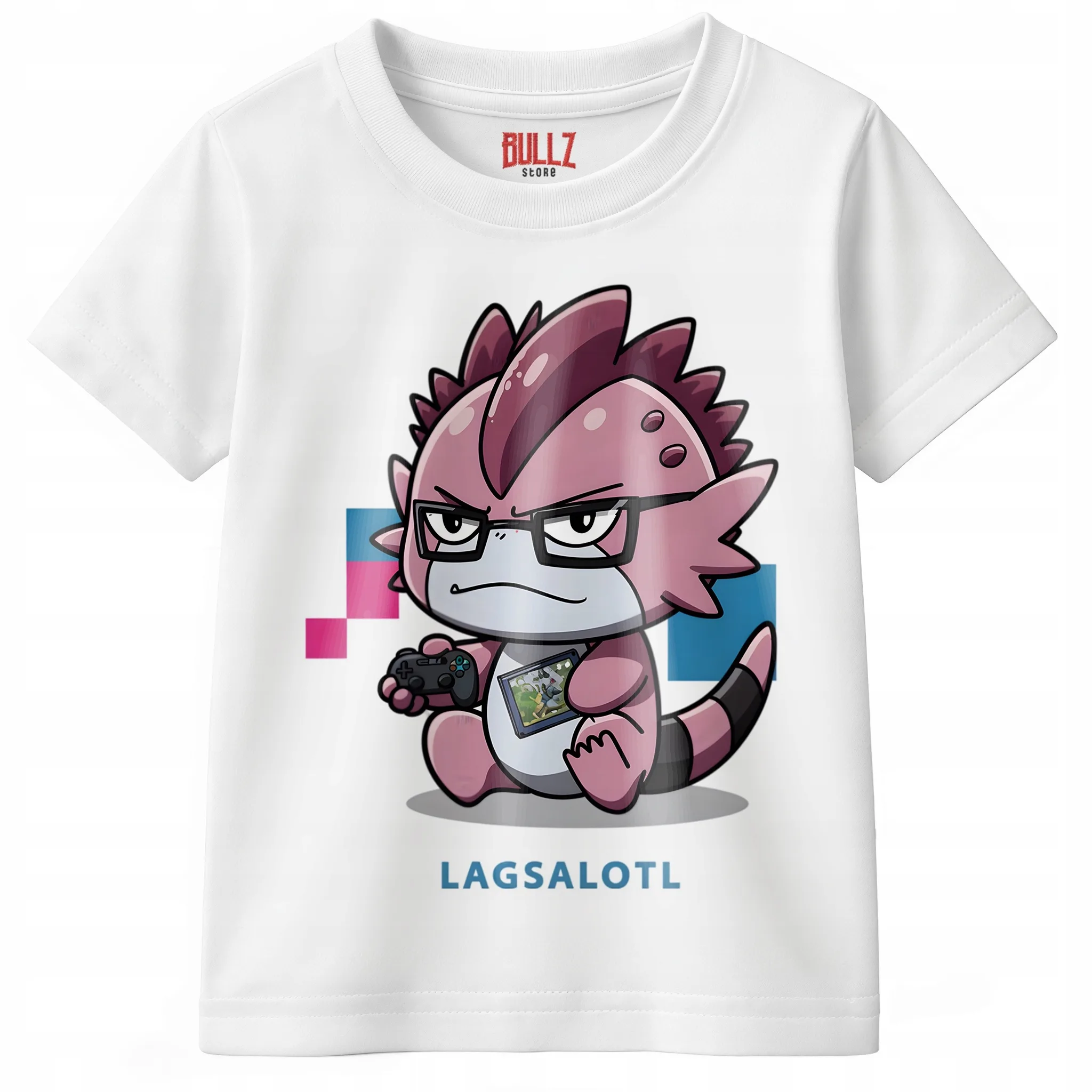 Koszulka biała dzieci Aksolotl Axolotl Różowy Uśmiech Trend r. 116