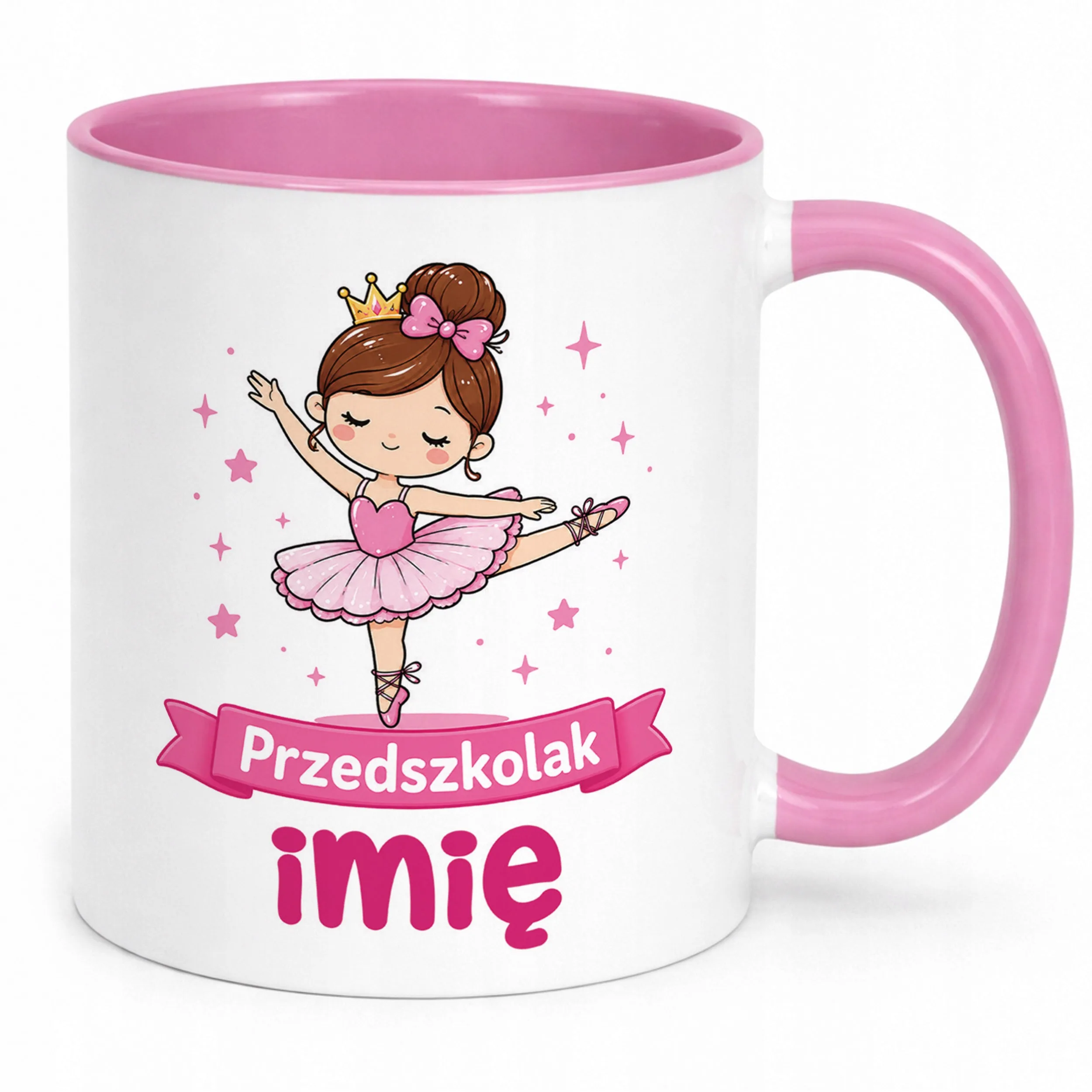 Kubek Różowy z nadrukiem personalizowany Przedszkolak Szkoła Dla Dzieci