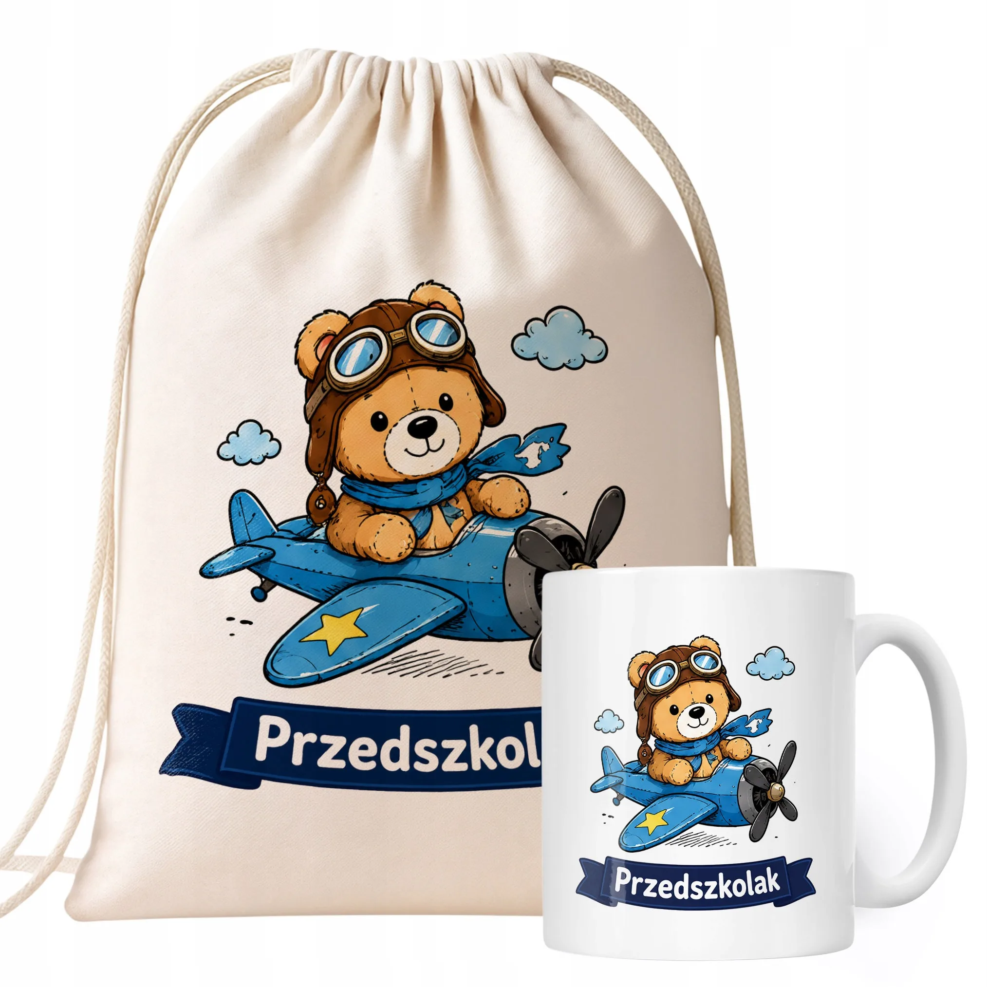 Zestaw Plecak Worek Kubek Z Nadrukiem Przedszkolak Szkoła Dla Dzieci
