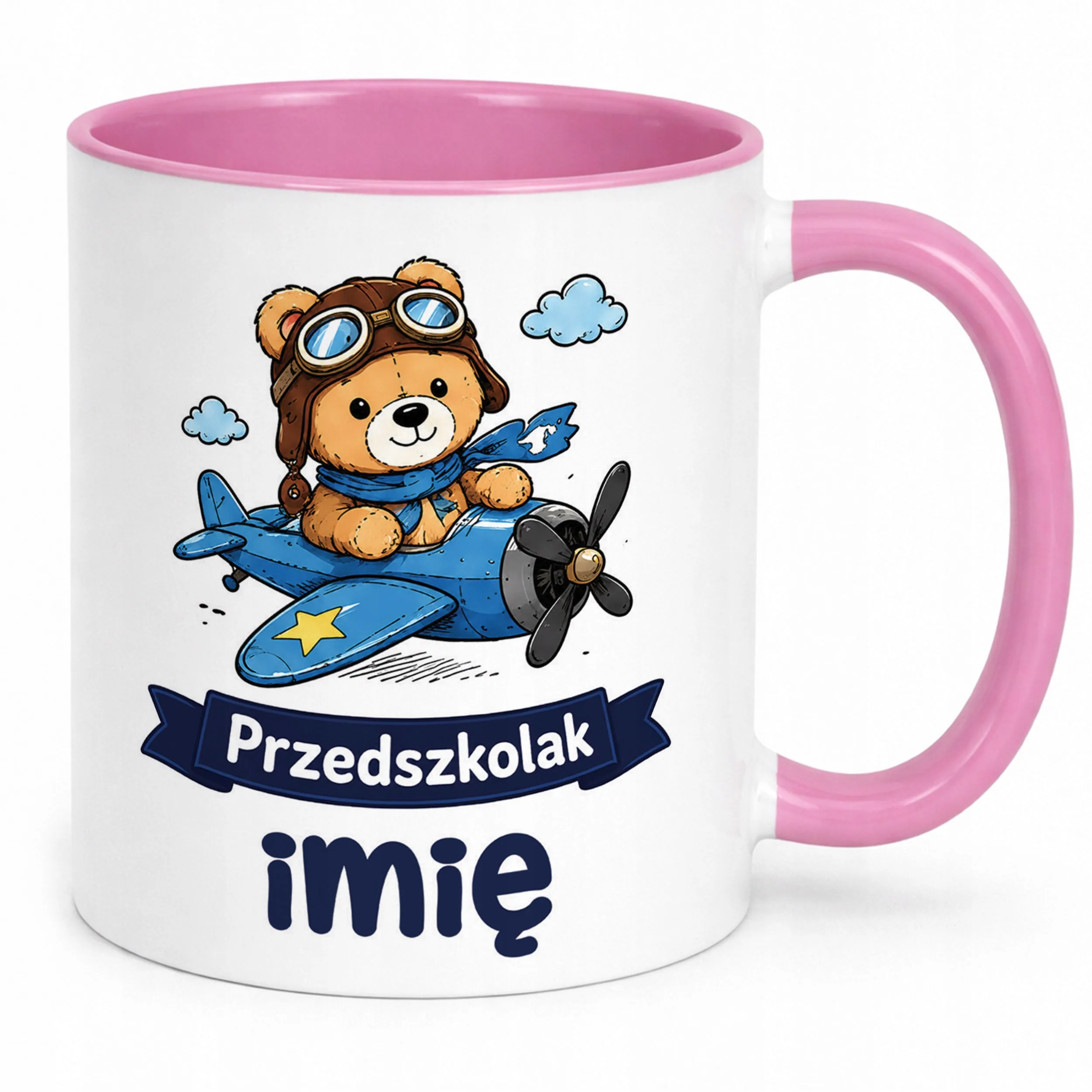 Kubek Różowy z nadrukiem personalizowany Przedszkolak Szkoła Dla Dzieci