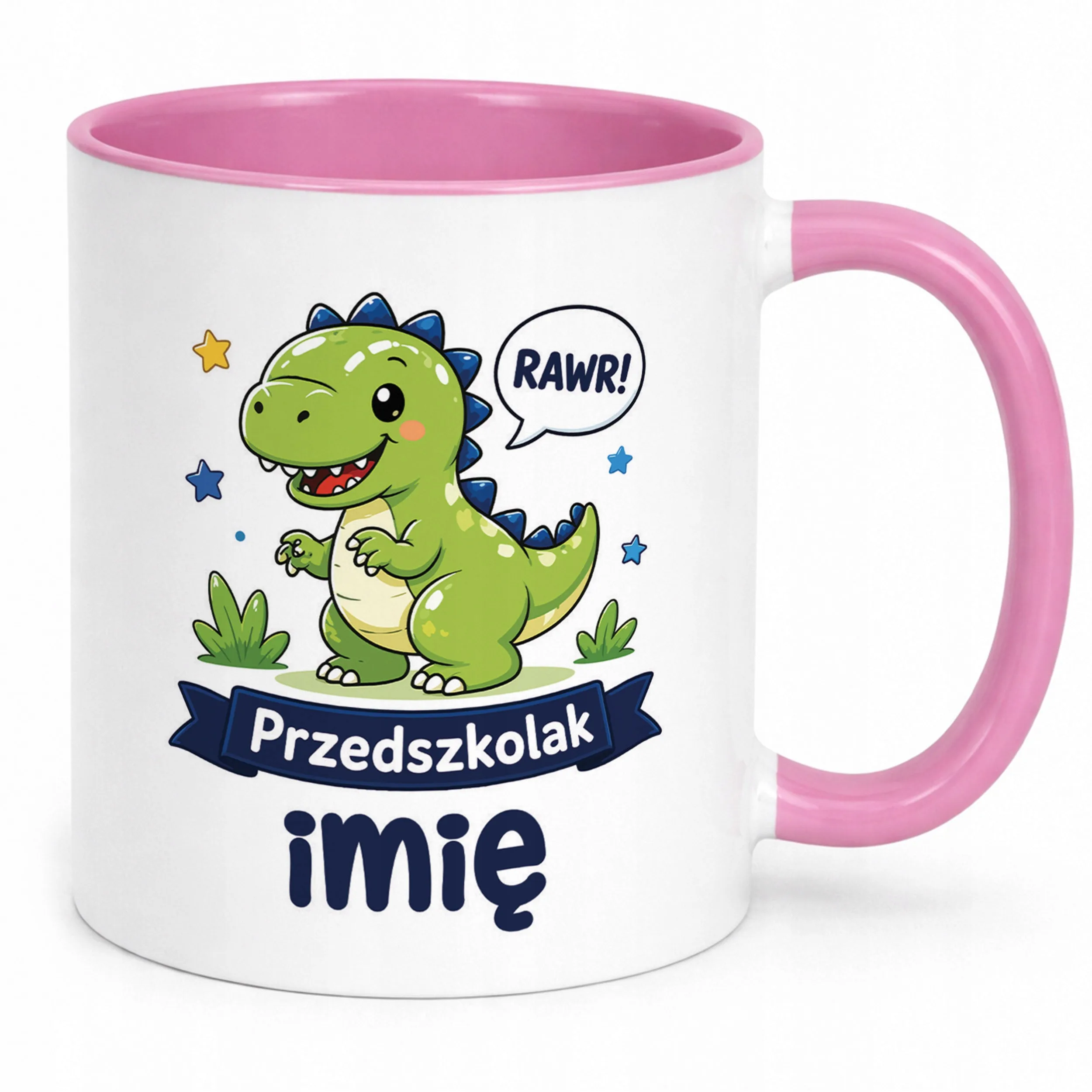 Kubek Różowy z nadrukiem personalizowany Przedszkolak Szkoła Dla Dzieci