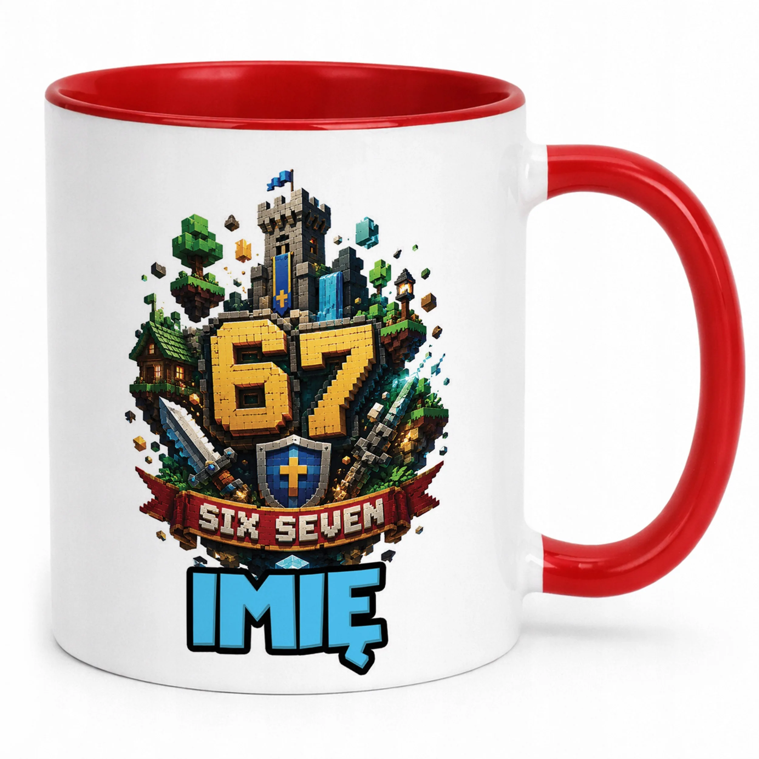 Kubek Czerwony z nadrukiem personalizowany SIX SEVEN Dla Dzieci Prezent