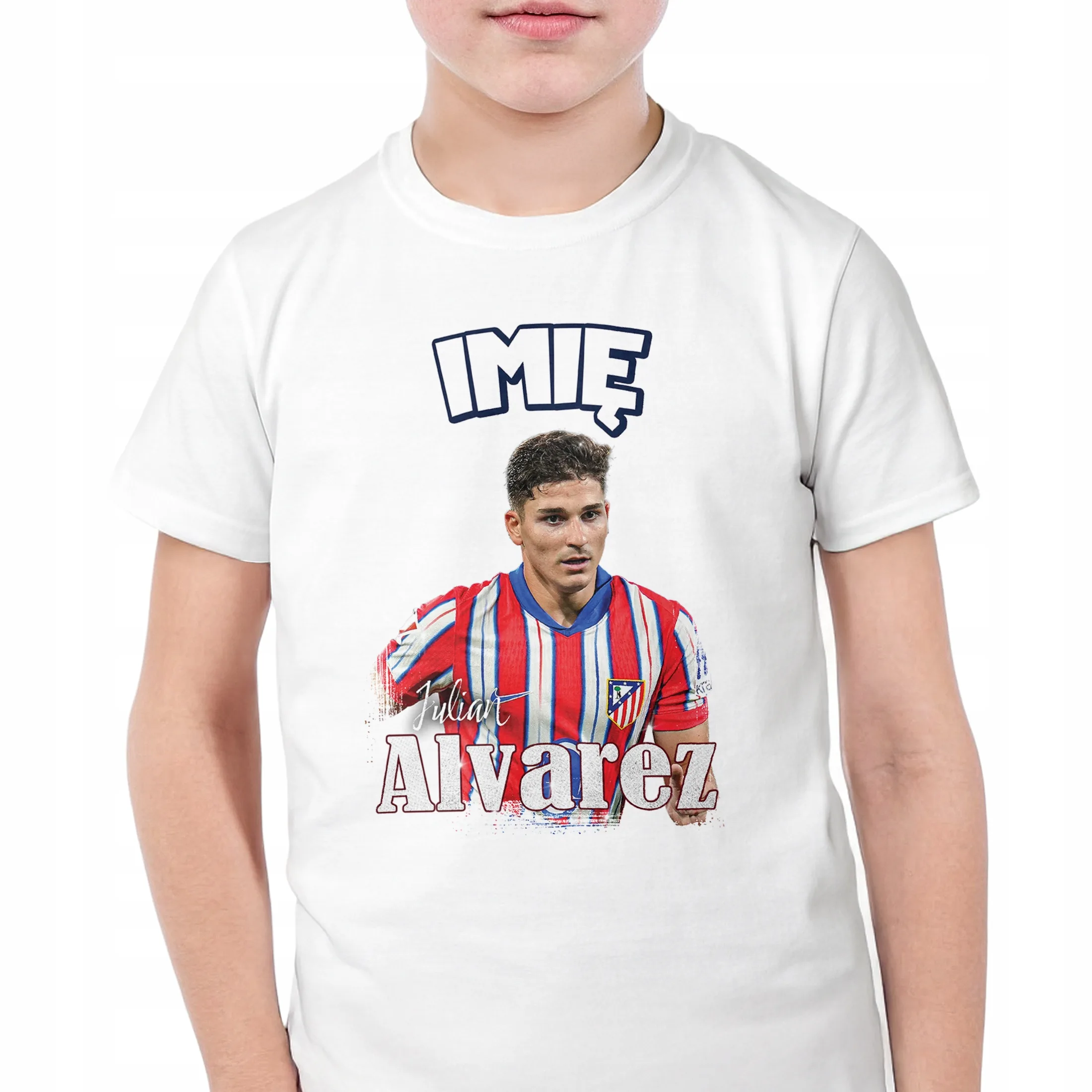 Koszulka personalizowana biała dziecięca Álvarez Atlético Madryt r. 116