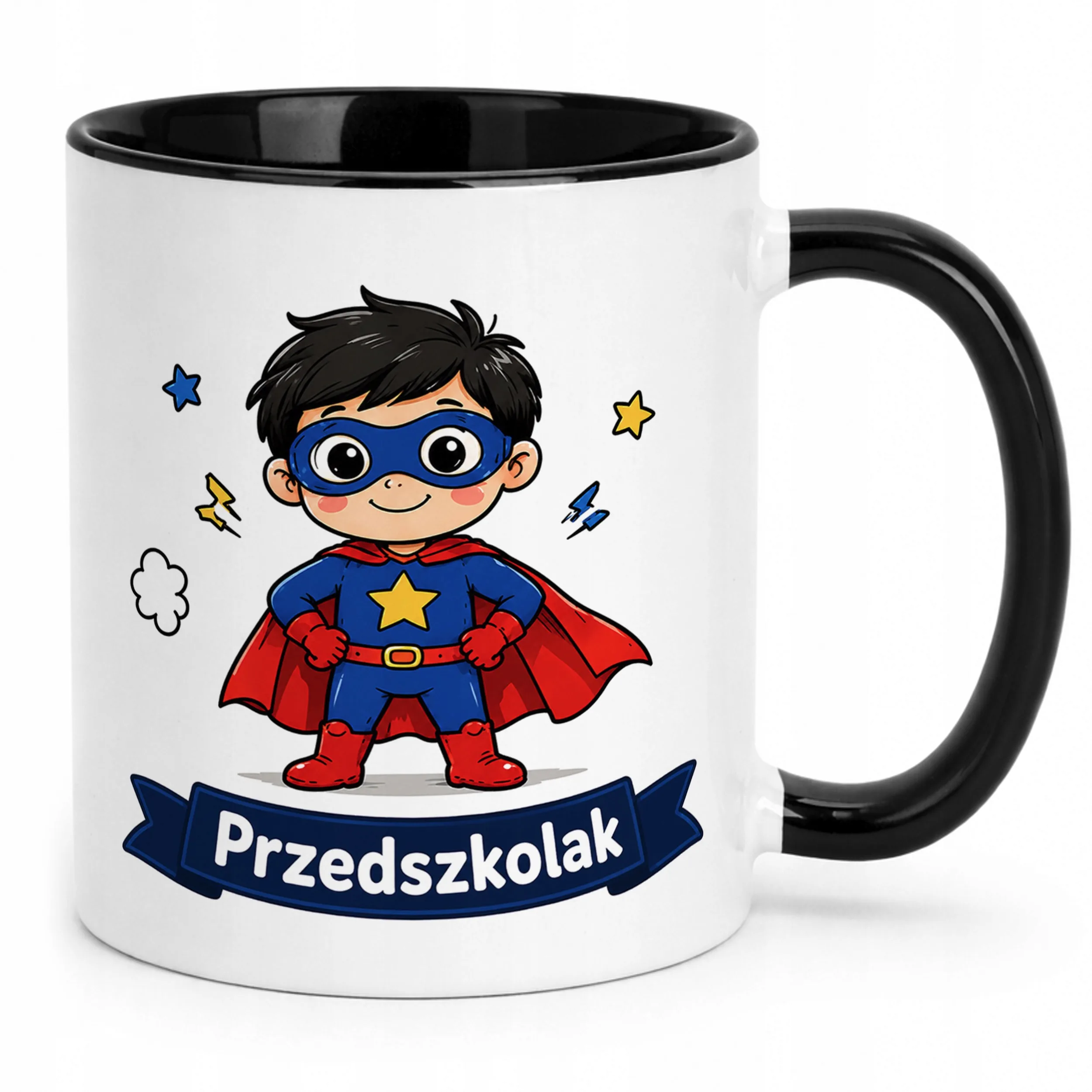 Kubek Czarny z nadrukiem Przedszkolak Szkoła Dla Dzieci Prezent