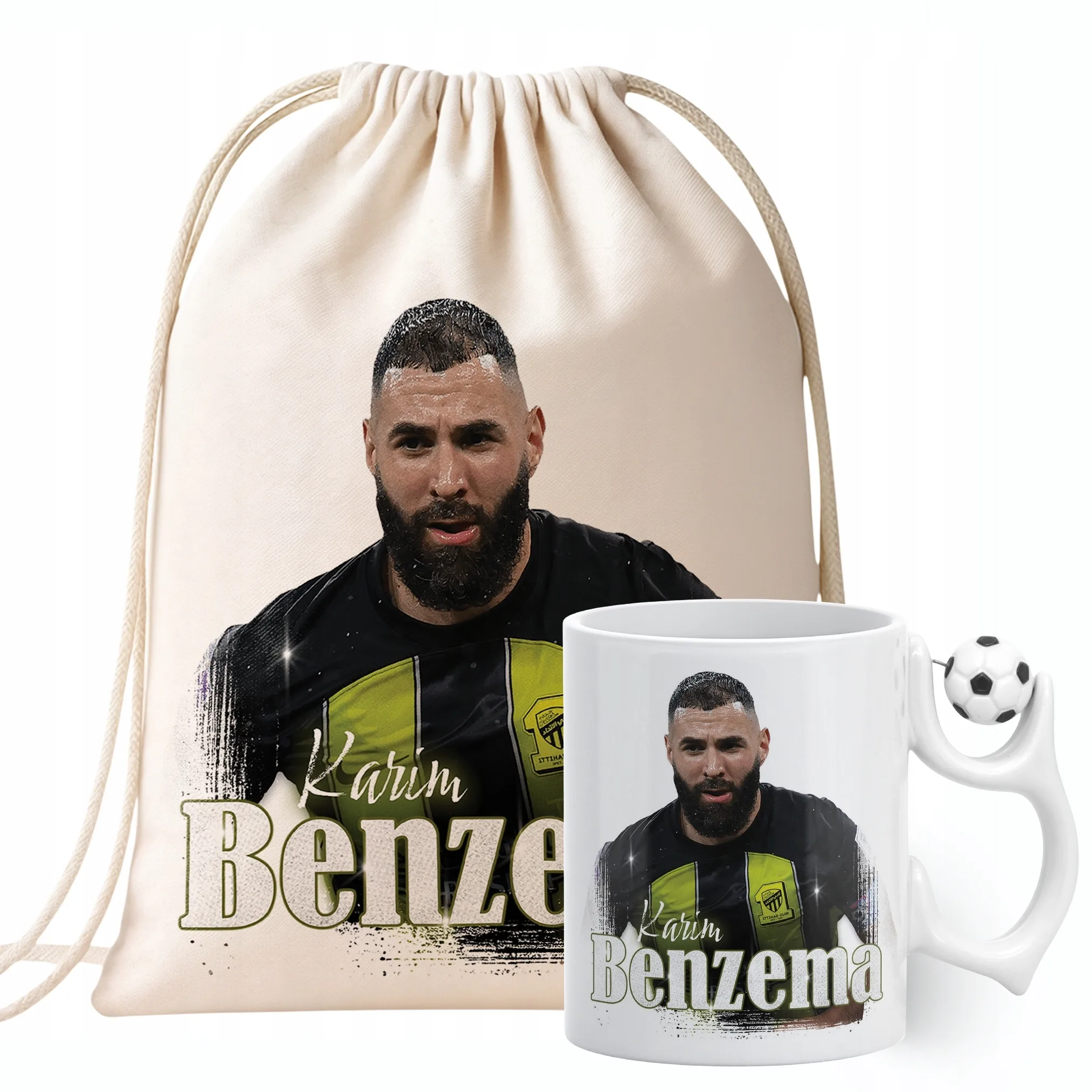Zestaw Kubek Piłkarski + Plecak Karim Benzema Al-Ittihad