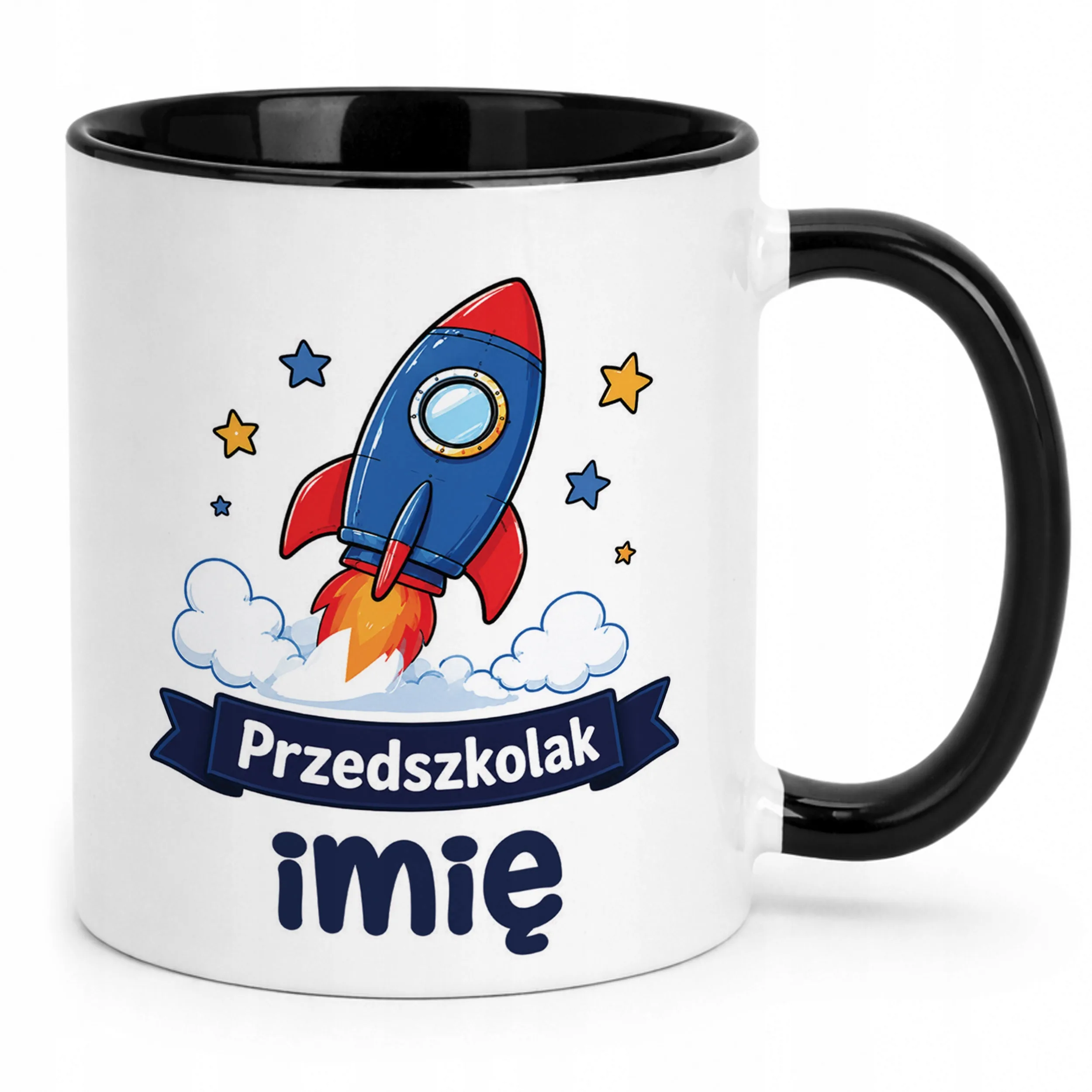 Kubek Czarny z nadrukiem personalizowany Przedszkolak Szkoła Dla Dzieci