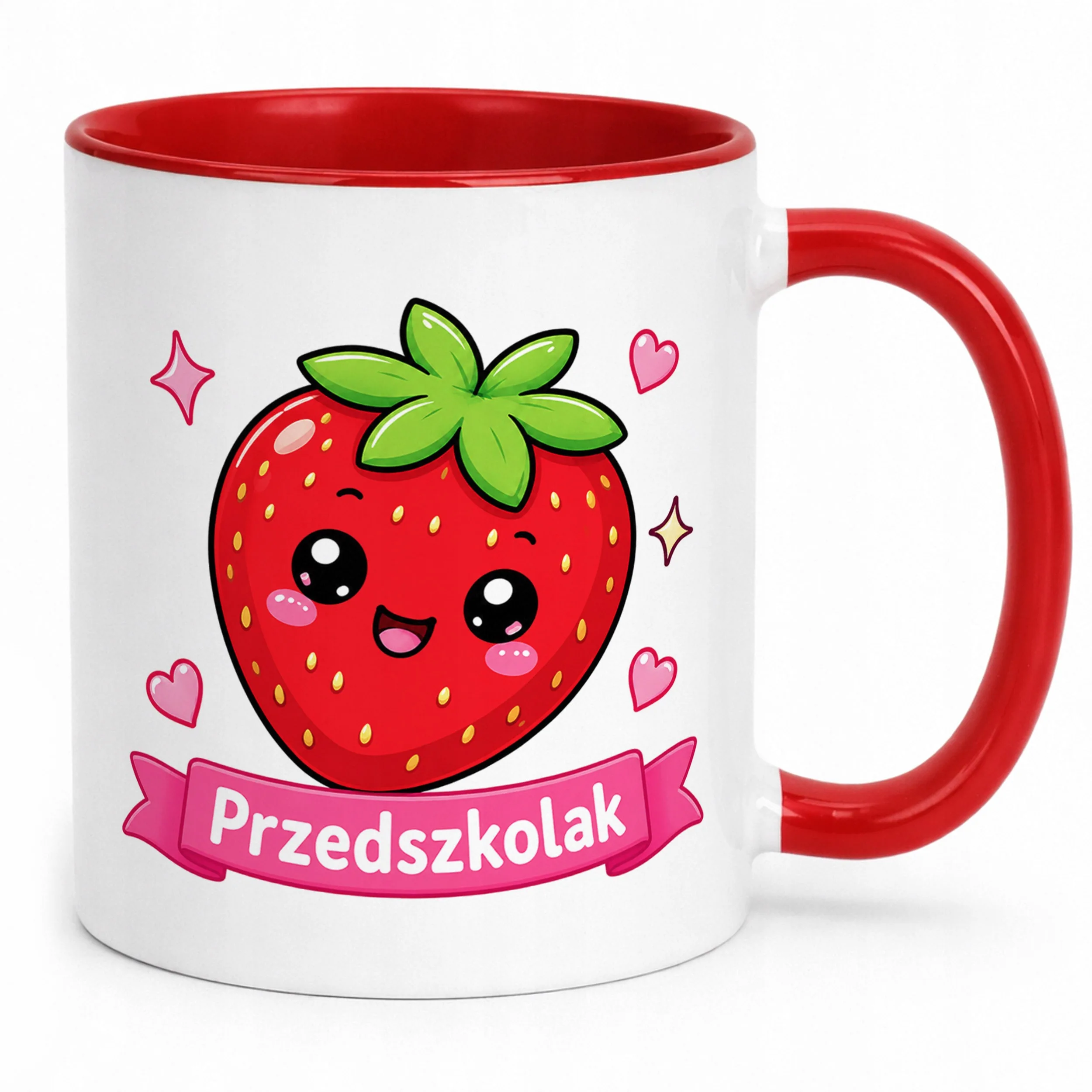 Kubek Czerwony z nadrukiem Przedszkolak Szkoła Dla Dzieci Prezent