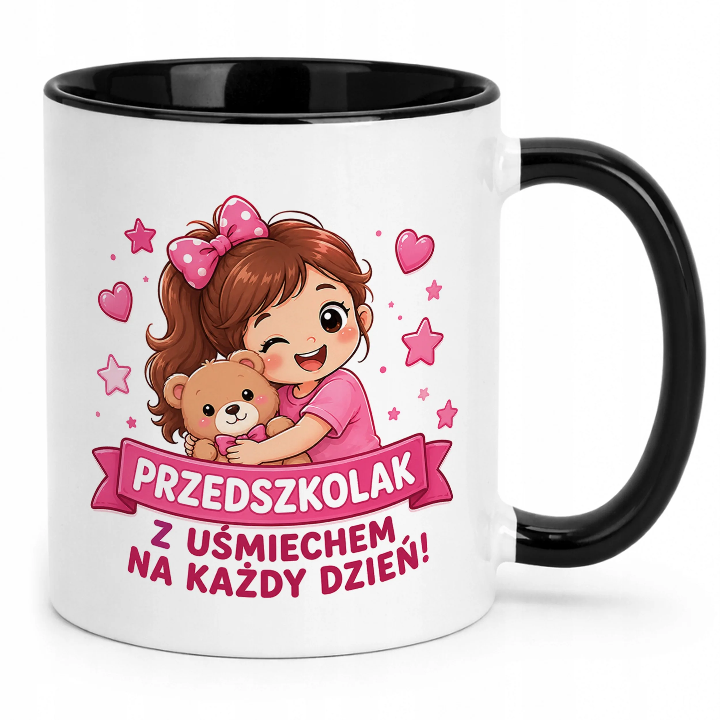 Kubek Czarny z nadrukiem Przedszkolak Szkoła Dla Dzieci Prezent