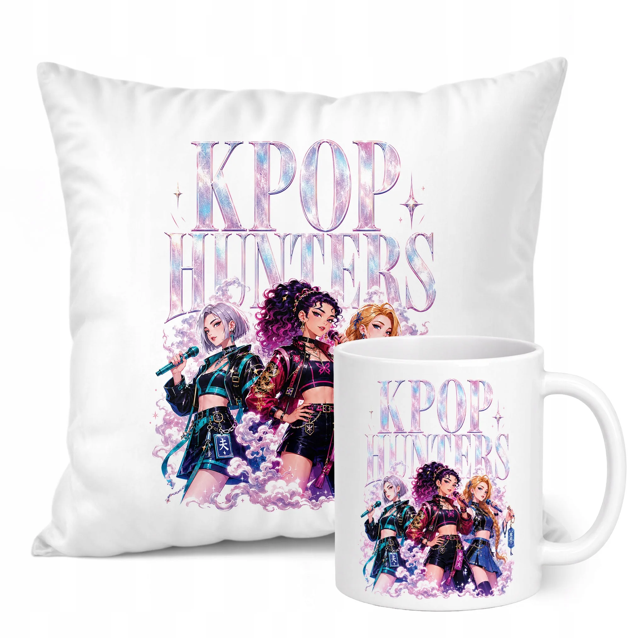 Zestaw Kubek Biały Poduszka Z Nadrukiem ŁOWCZYNIE KPOP Prezent