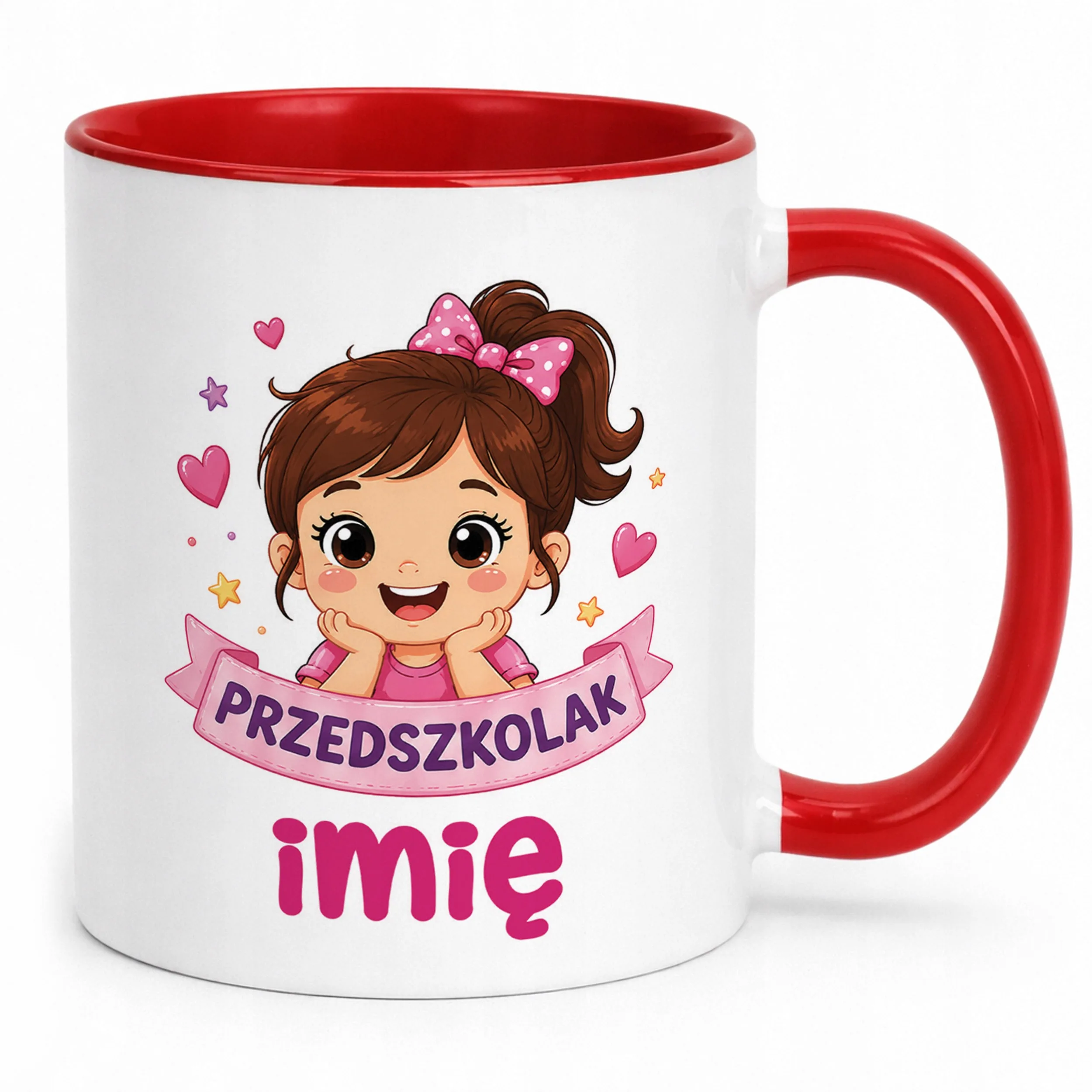 Kubek Czerwony z nadrukiem personalizowany Przedszkolak Szkoła Dla Dzieci