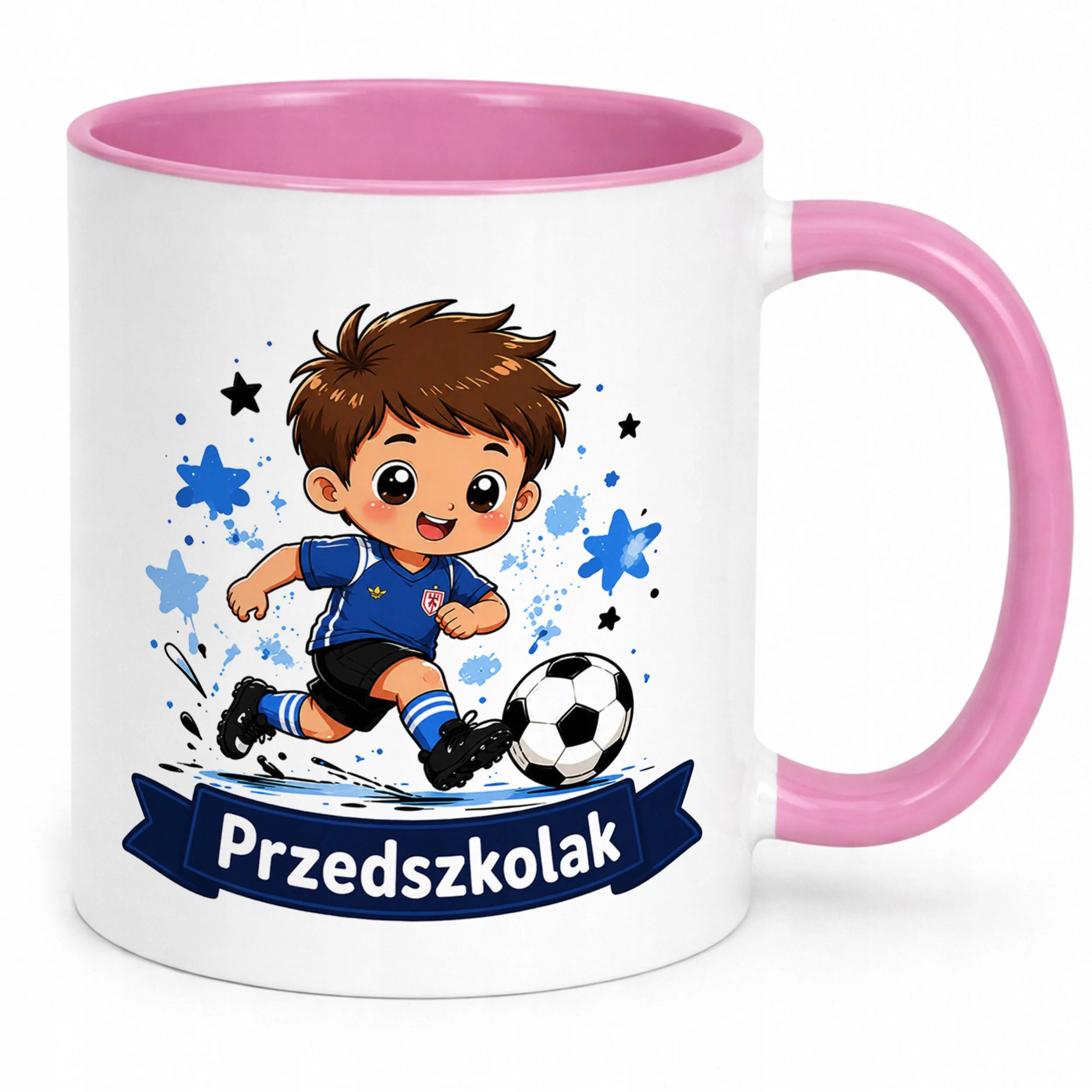 Kubek Różowy z nadrukiem Przedszkolak Szkoła Dla Dzieci Prezent