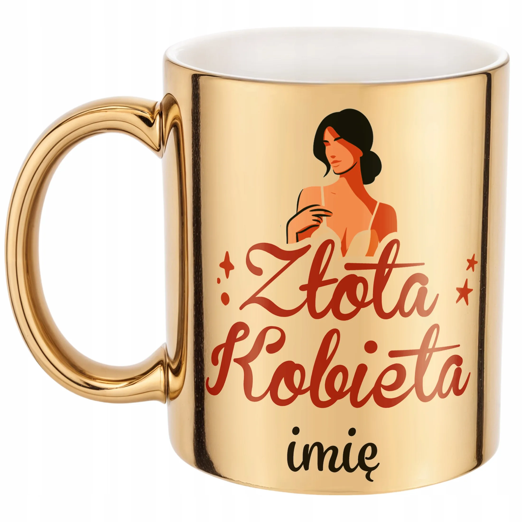 Złote Kubek prezent Personalizowany Dzień Kobiet Złota Kobieta Prezent