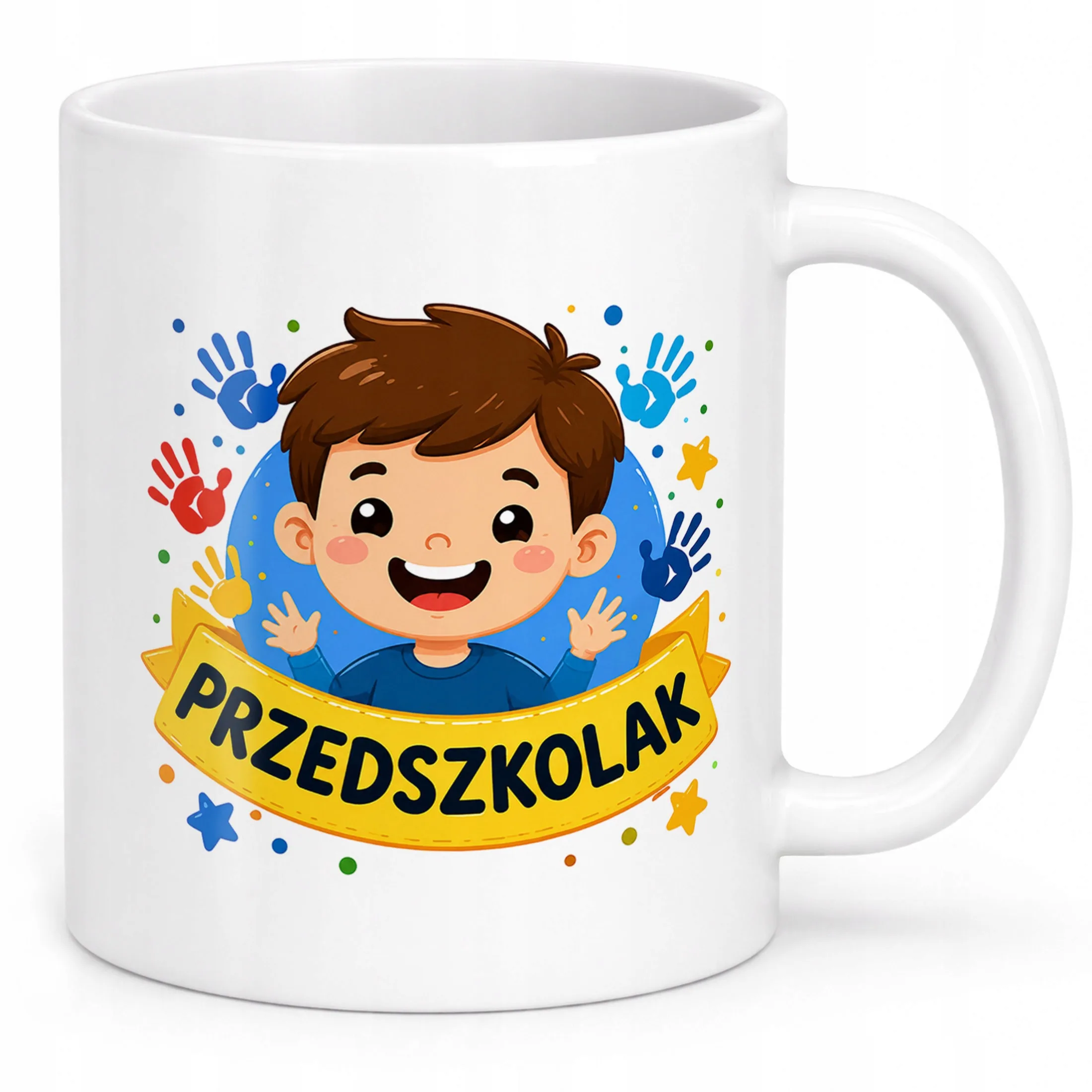 Biały Kubek z nadrukiem Przedszkolak Szkoła Dla Dzieci Prezent