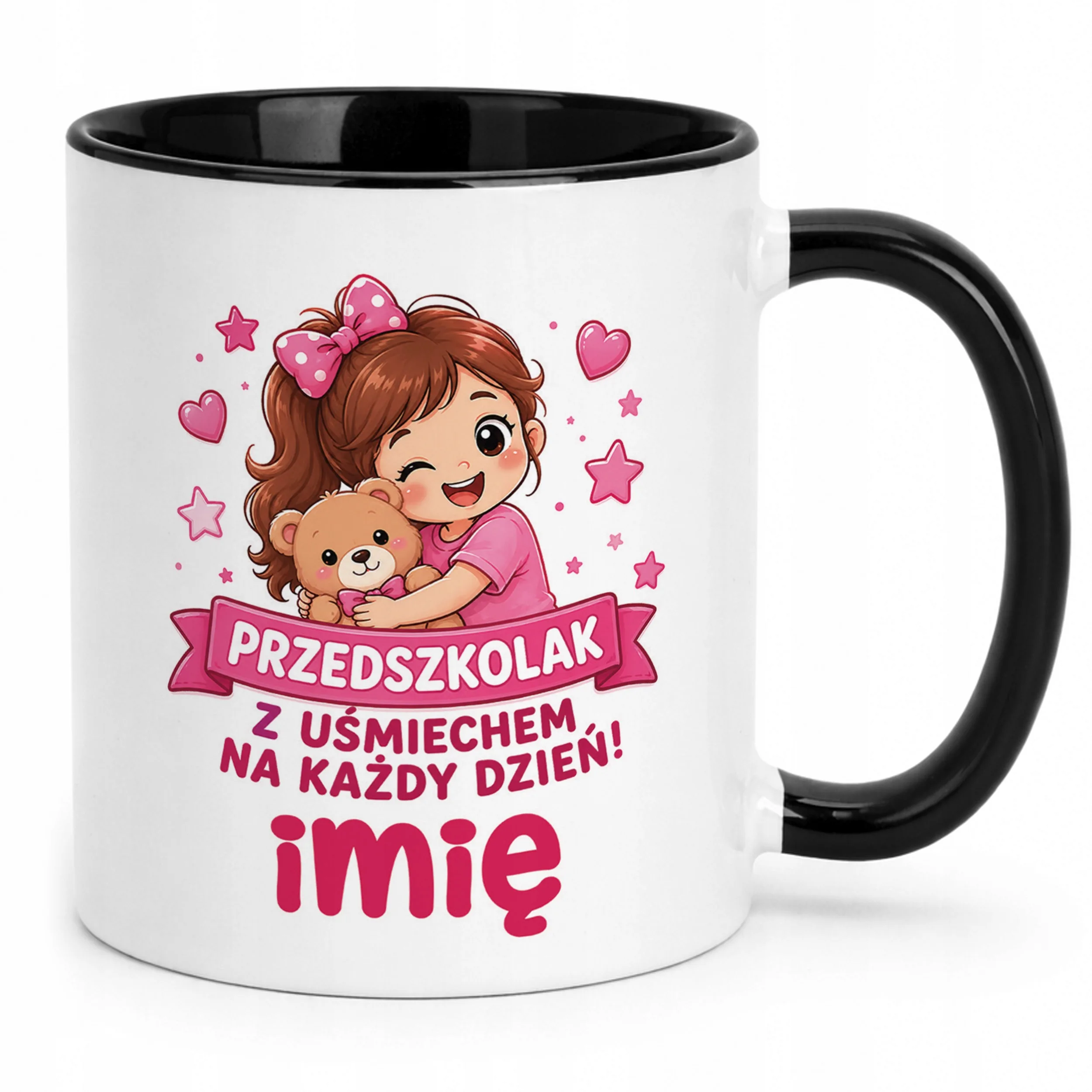 Kubek Czarny z nadrukiem personalizowany Przedszkolak Szkoła Dla Dzieci