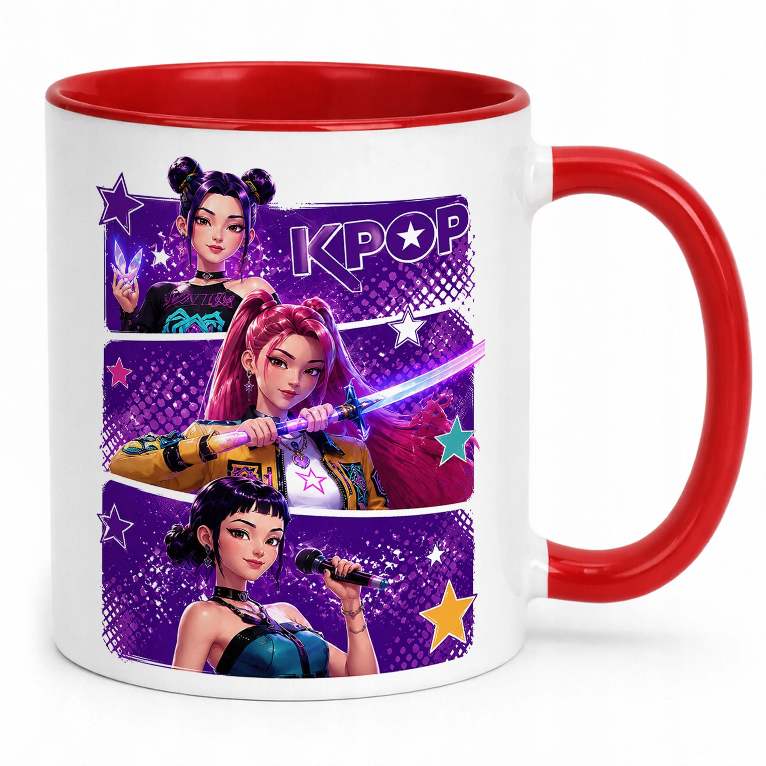 Kubek Czerwony z nadrukiem ŁOWCZYNIE KPOP Dla Dzieci Prezent Upominek