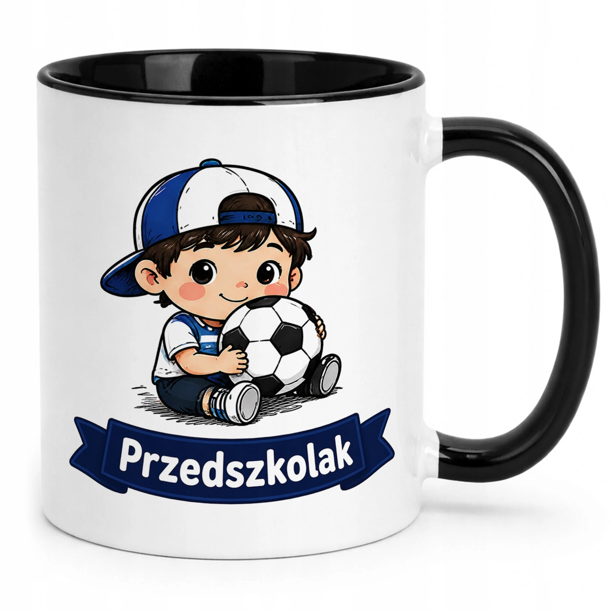 Kubek Czarny z nadrukiem Przedszkolak Szkoła Dla Dzieci Prezent