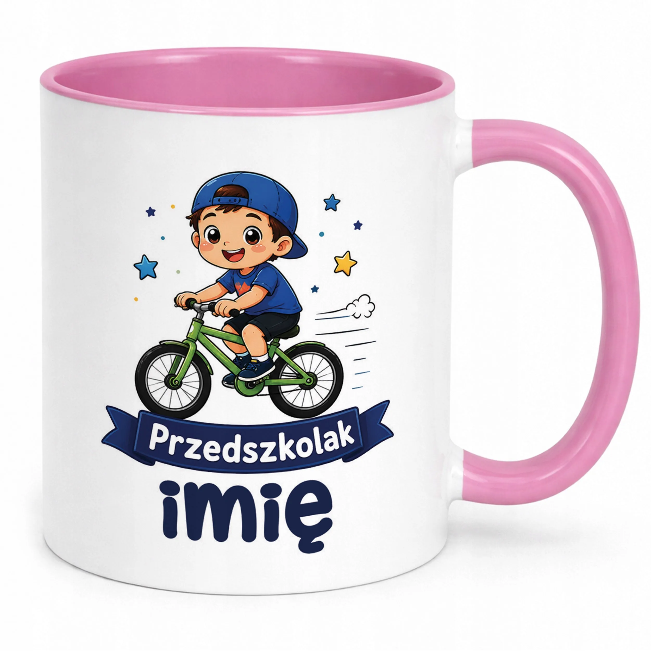 Kubek Różowy z nadrukiem personalizowany Przedszkolak Szkoła Dla Dzieci