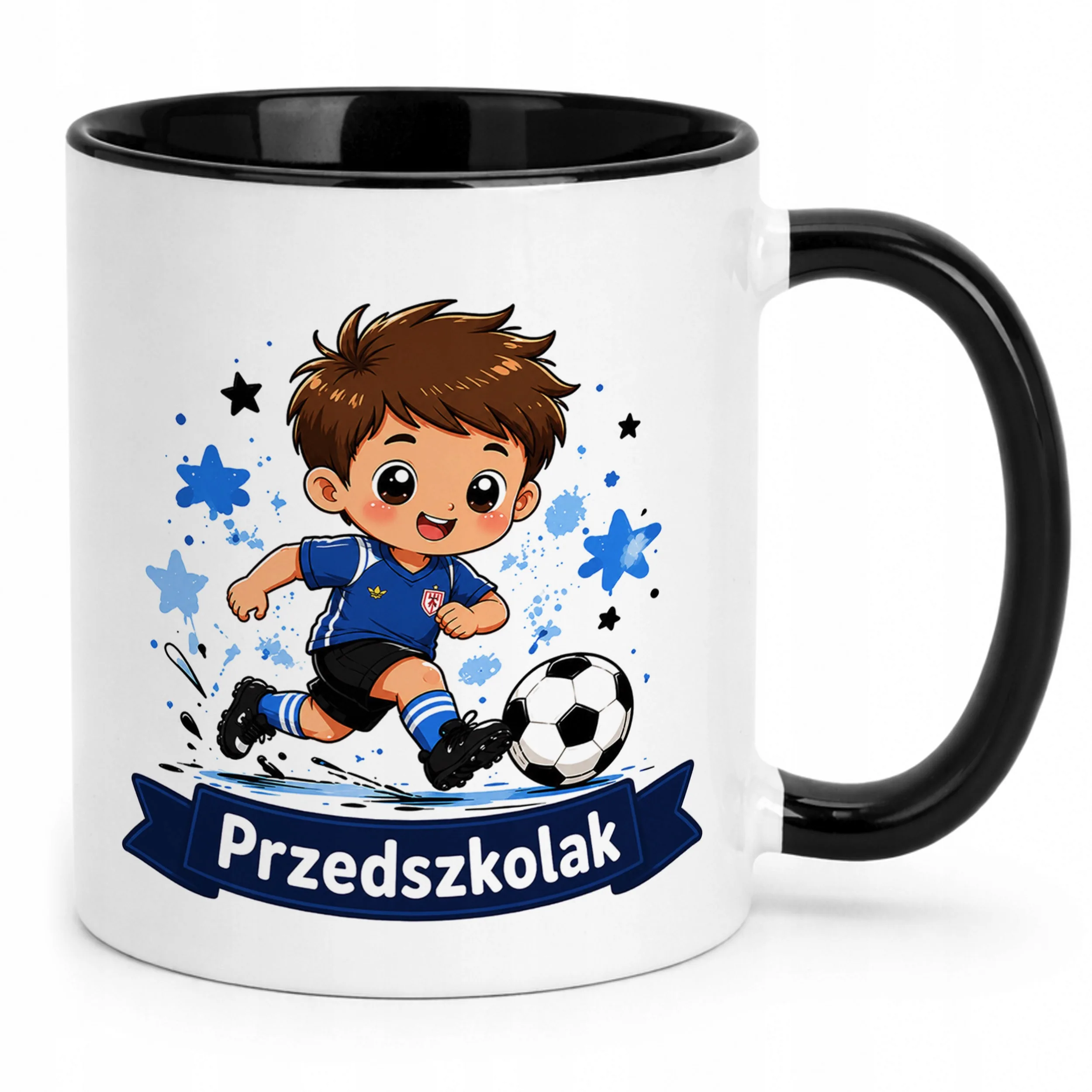 Kubek Czarny z nadrukiem Przedszkolak Szkoła Dla Dzieci Prezent