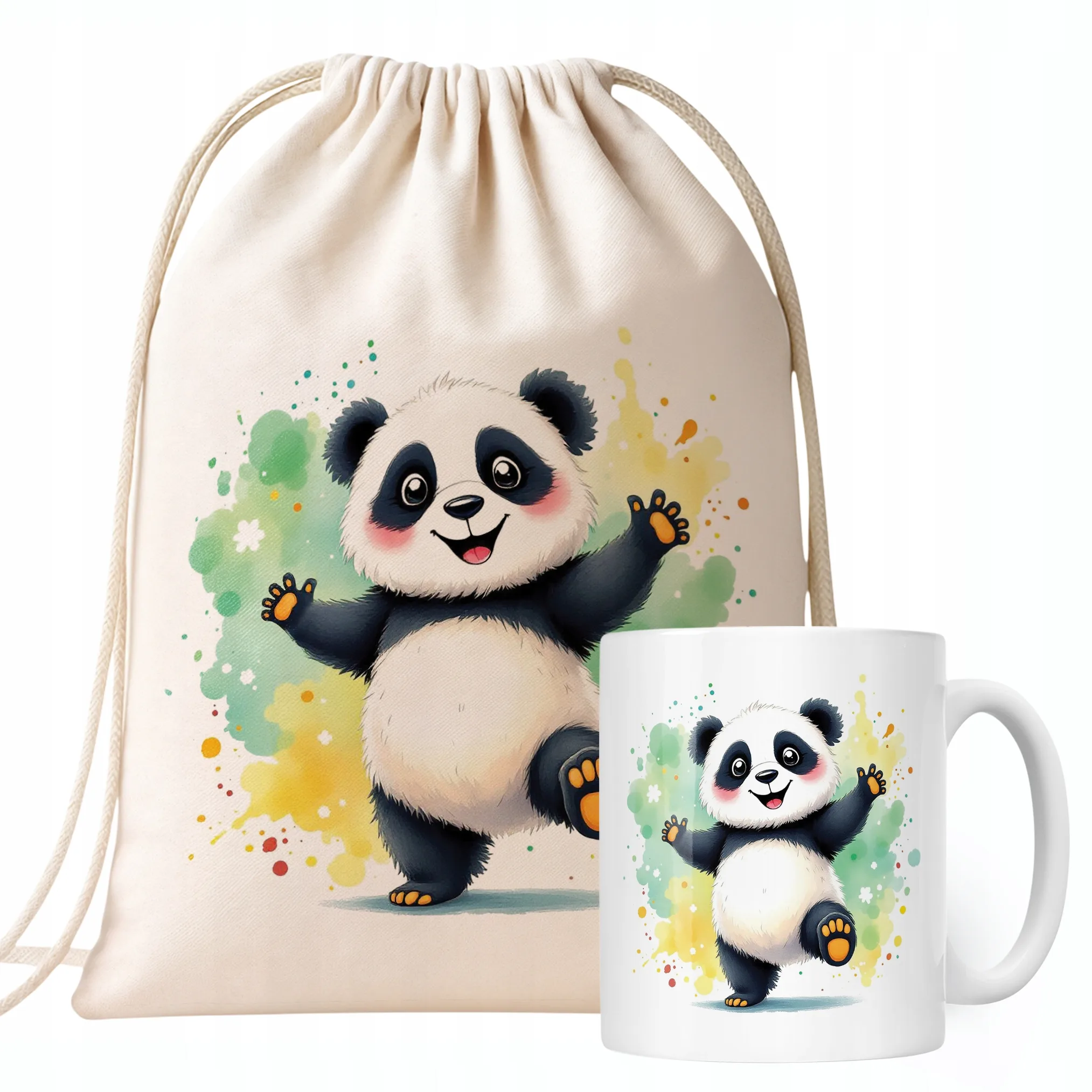Zestaw Kubek + Plecak Panda Zwierzak Słodki Dla Dzieci Prezent