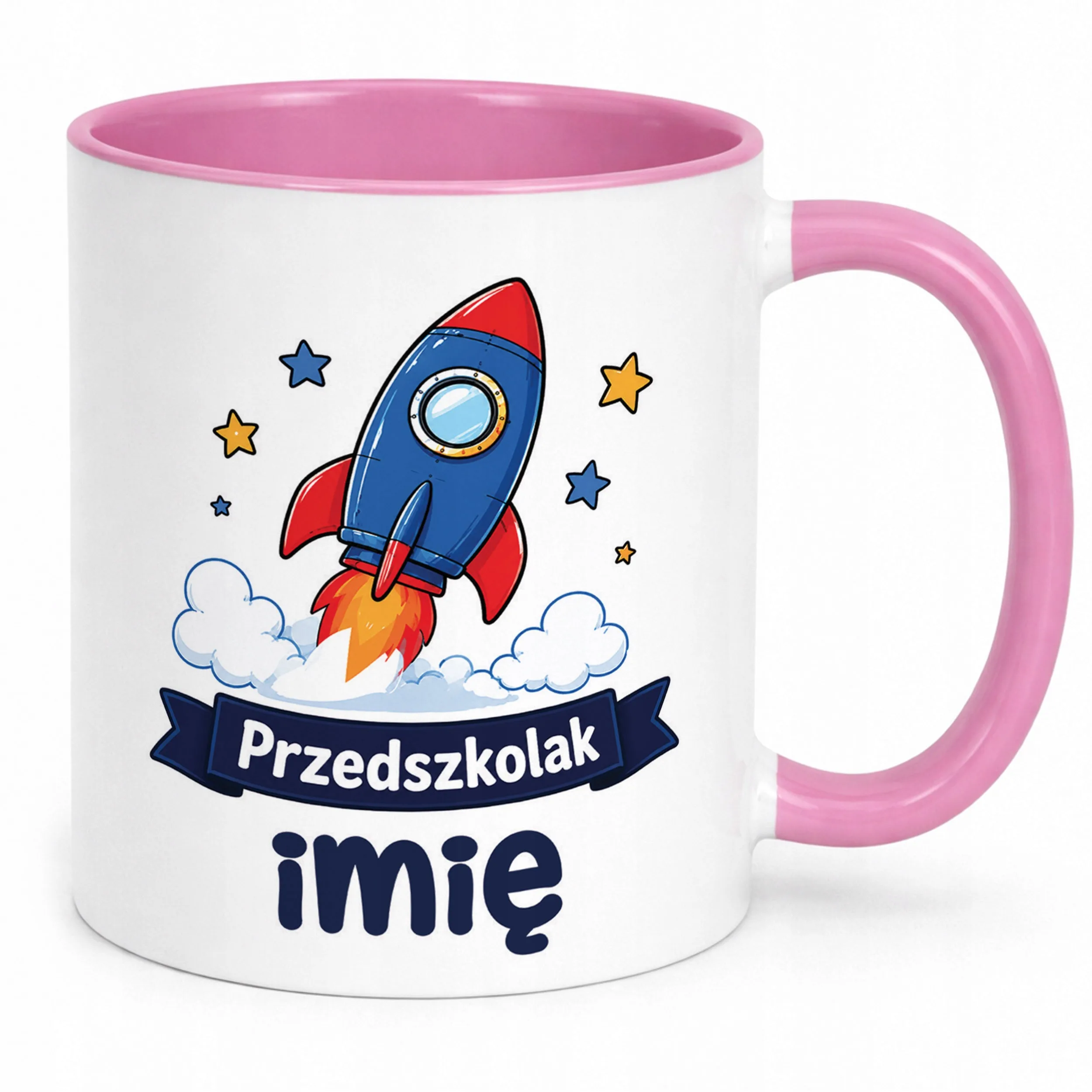 Kubek Różowy z nadrukiem personalizowany Przedszkolak Szkoła Dla Dzieci