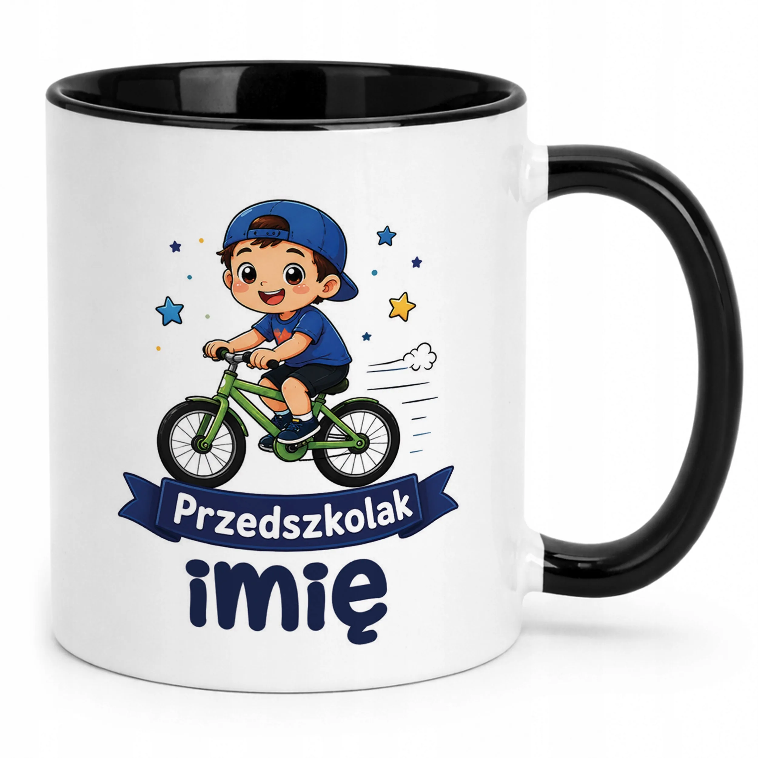 Kubek Czarny z nadrukiem personalizowany Przedszkolak Szkoła Dla Dzieci