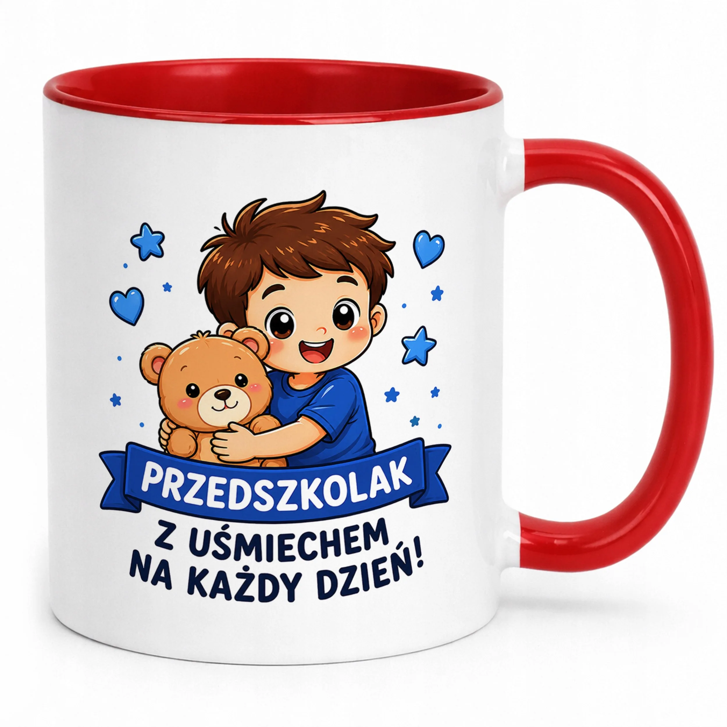 Kubek Czerwony z nadrukiem Przedszkolak Szkoła Dla Dzieci Prezent