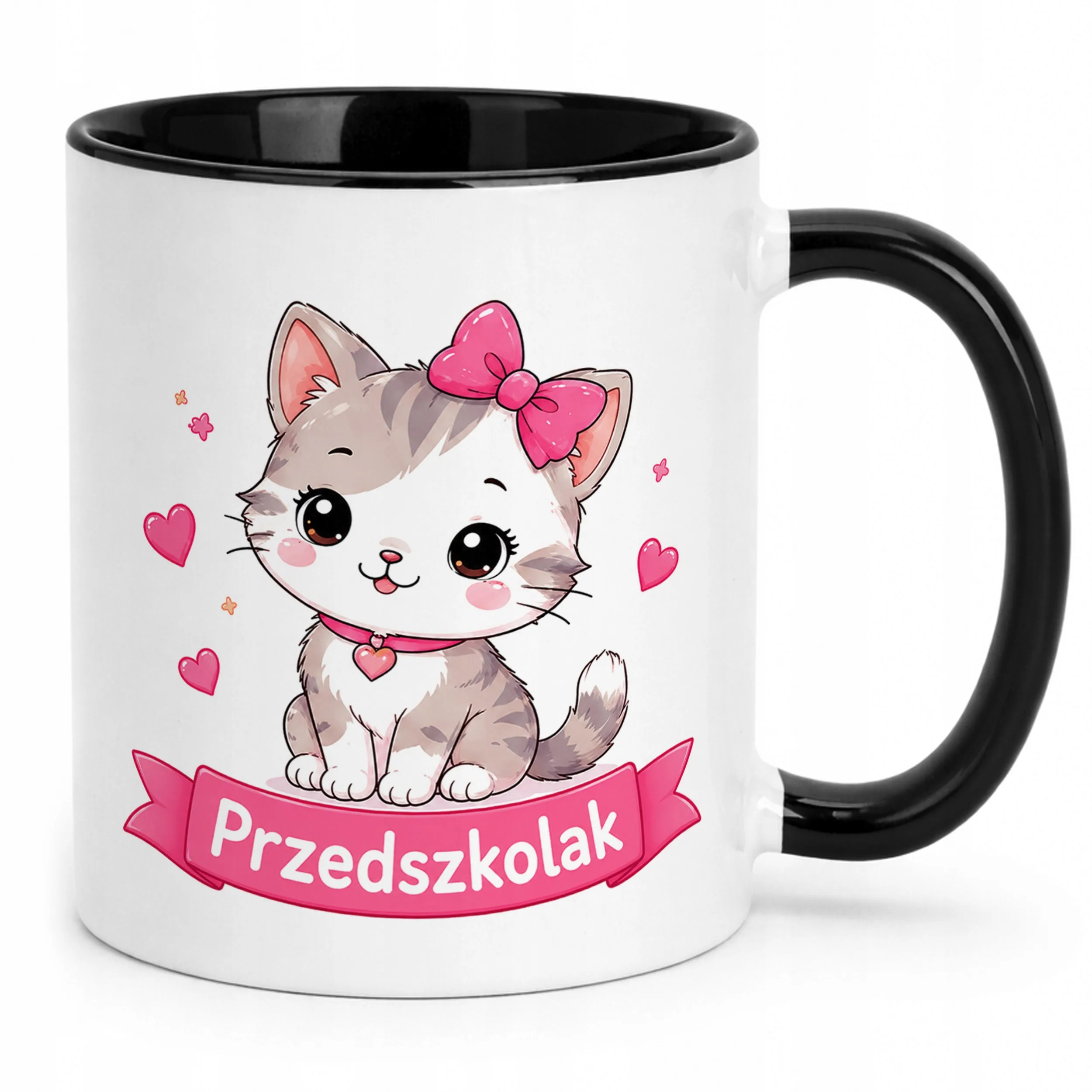 Kubek Czarny z nadrukiem Przedszkolak Szkoła Dla Dzieci Prezent