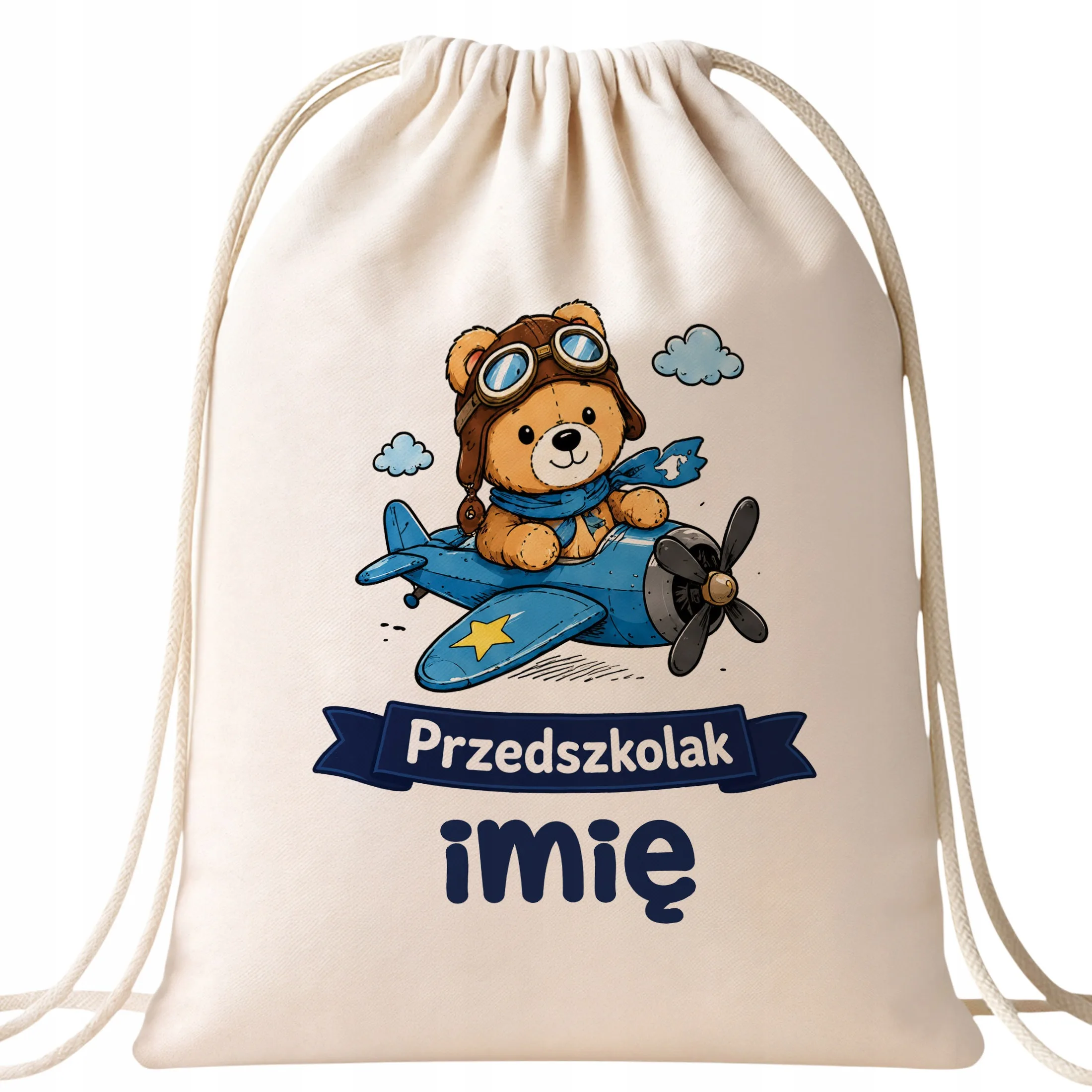 Plecak Worek Personalizowany Przedszkolak z Nadrukiem Bawełniany Szkolny