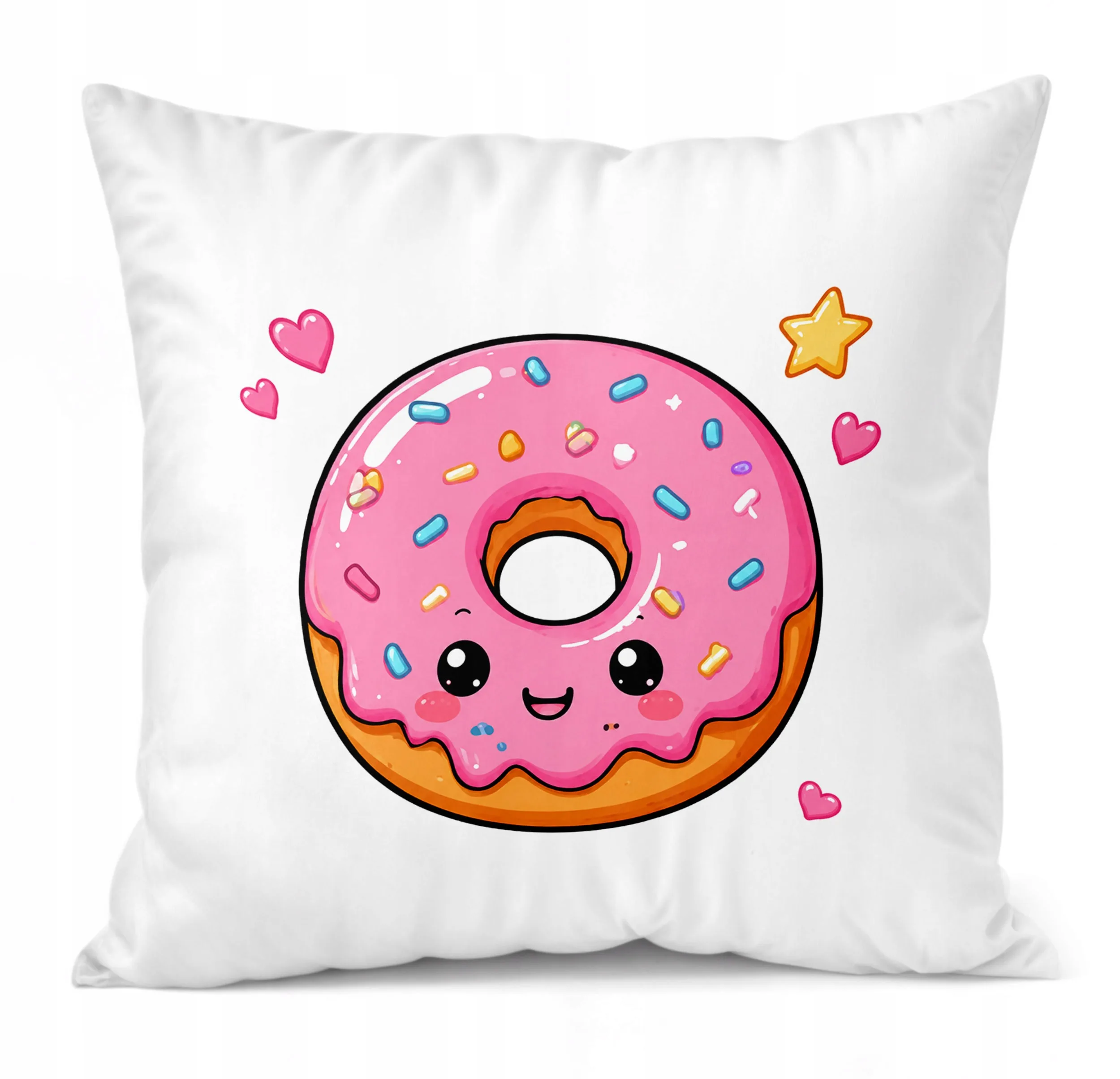 Poduszka Jasiek z nadrukiem 38x38cm Kawaii pączek Dla Dzieci Prezent