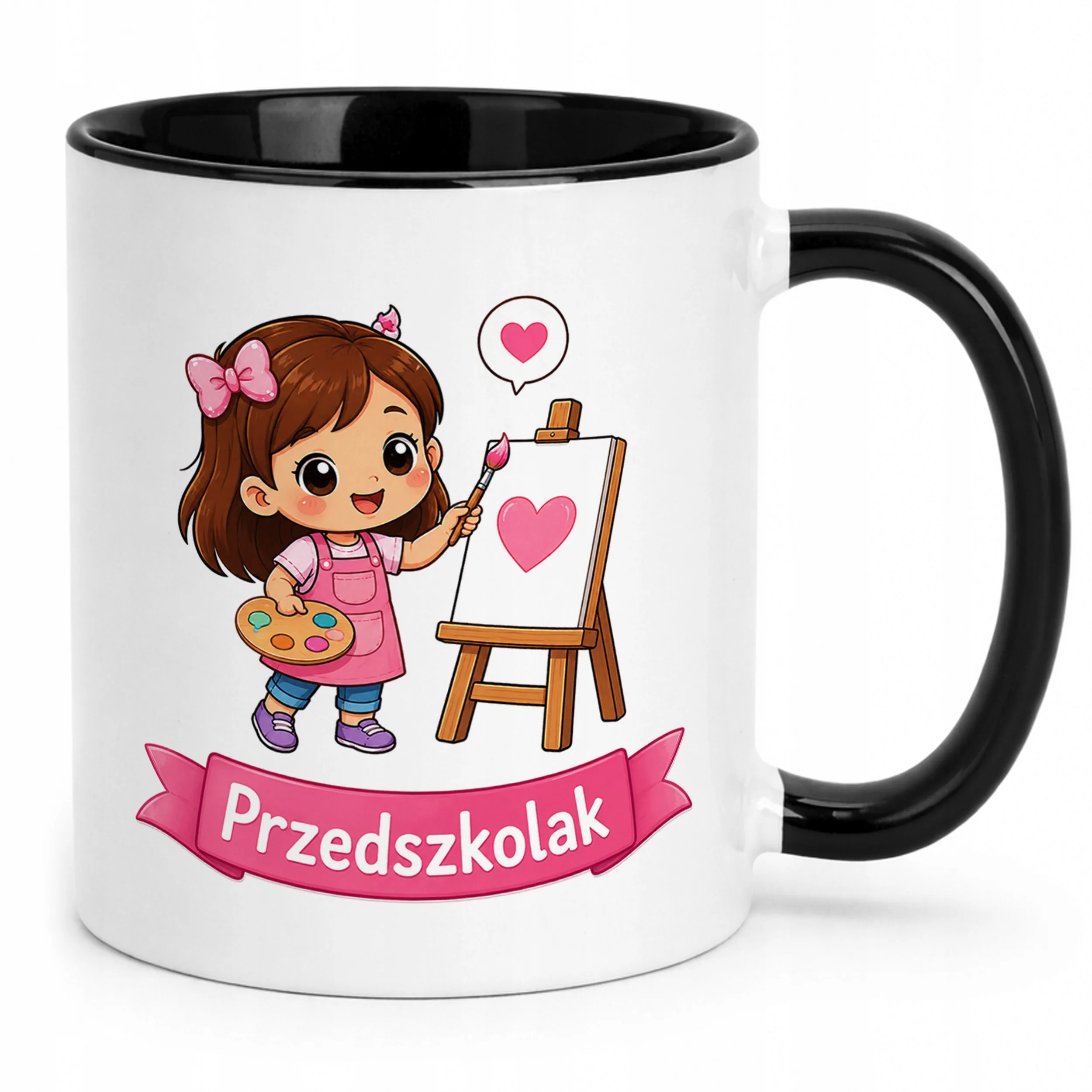 Kubek Czarny z nadrukiem Przedszkolak Szkoła Dla Dzieci Prezent