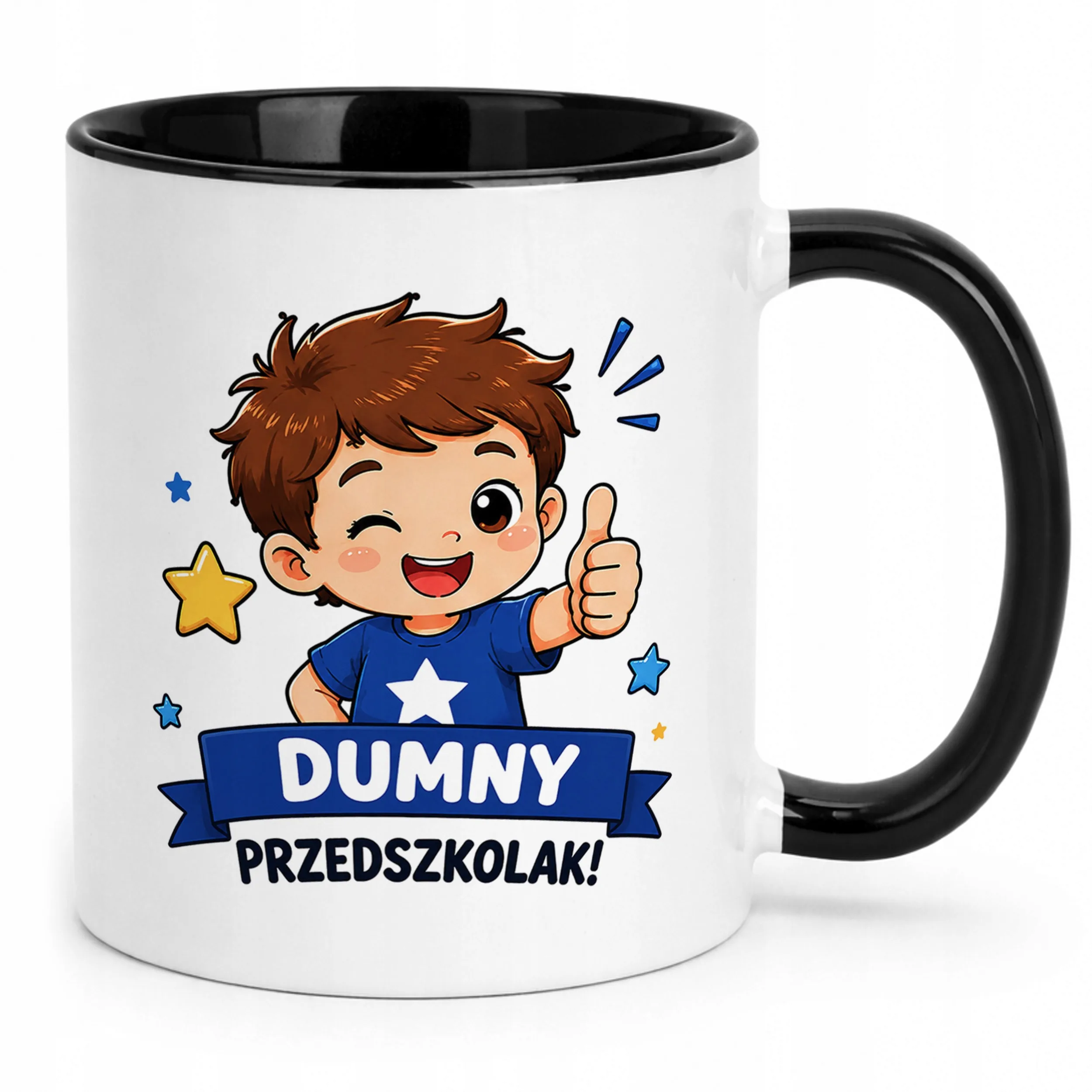 Kubek Czarny z nadrukiem Przedszkolak Szkoła Dla Dzieci Prezent
