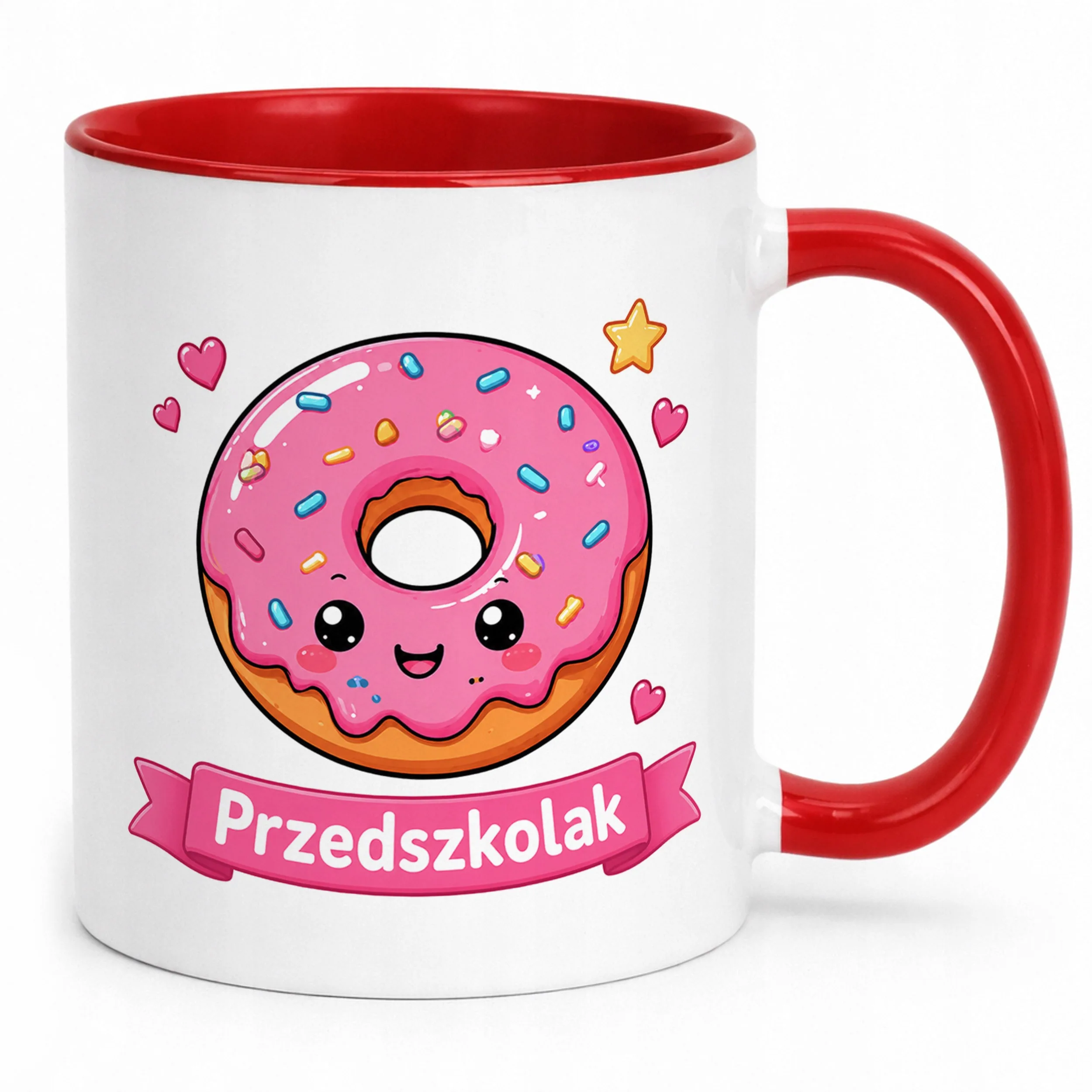 Kubek Czerwony z nadrukiem Przedszkolak Szkoła Dla Dzieci Prezent