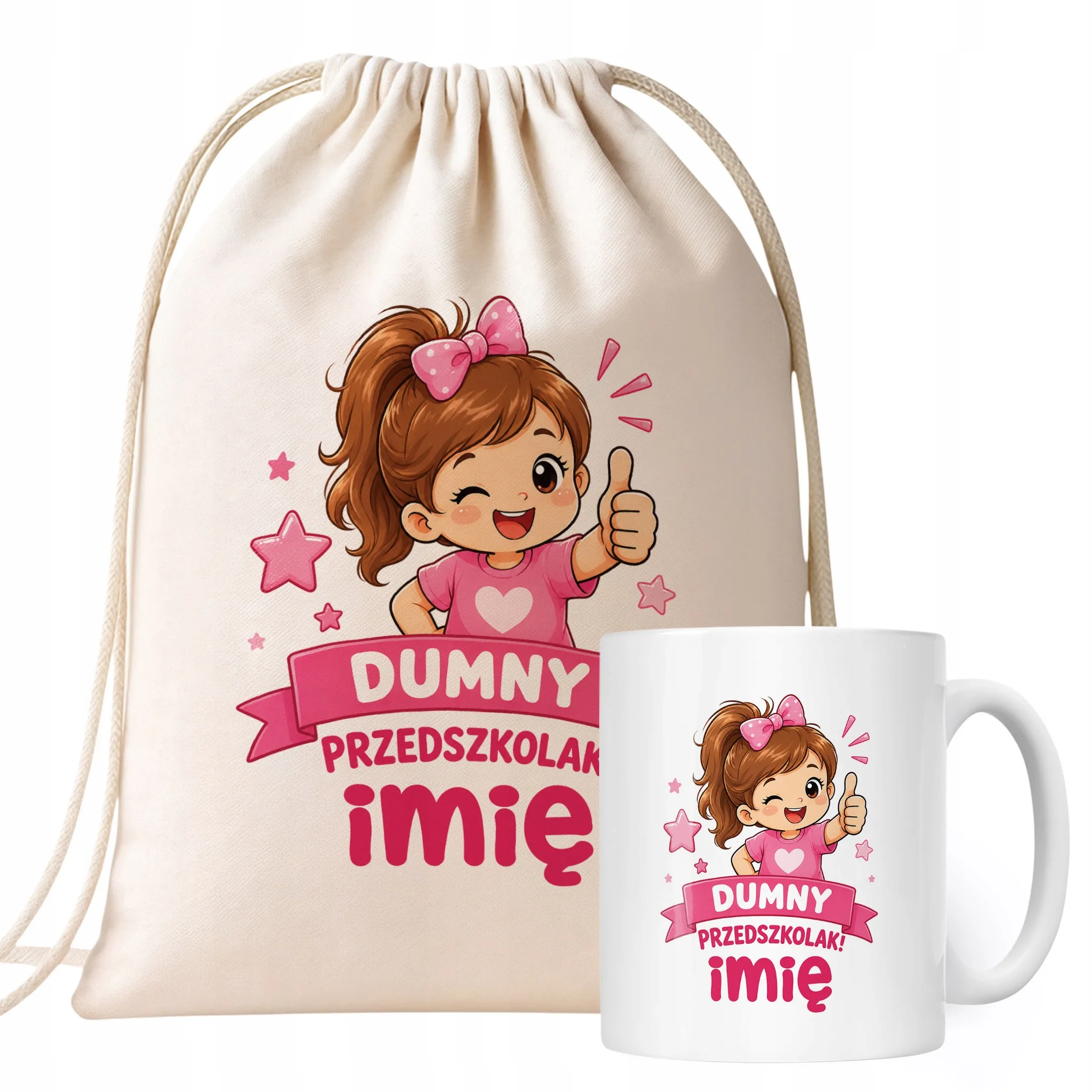 Zestaw Personalizowany Plecak Worek Kubek Dumny Przedszkolak Prezent