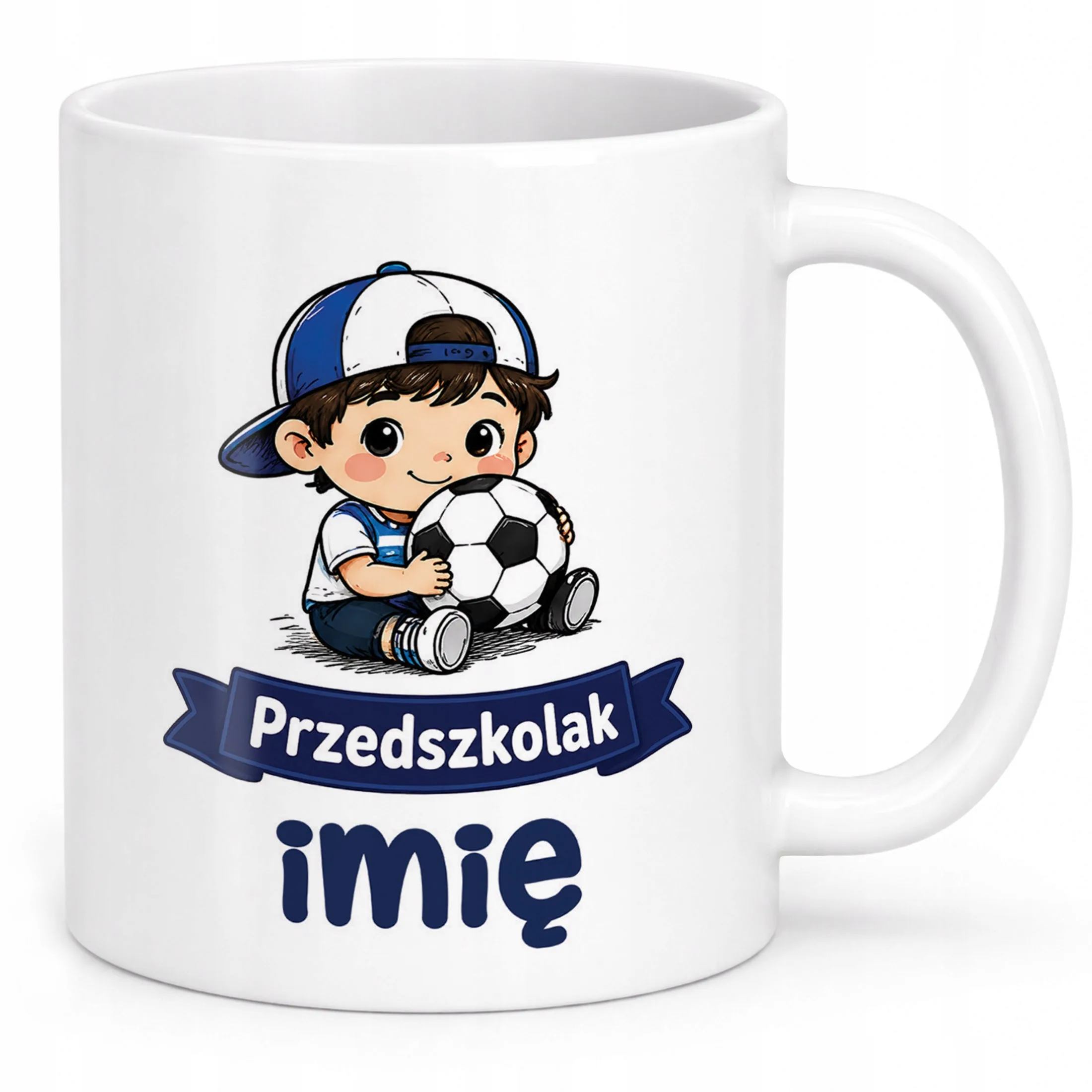 Biały Kubek z nadrukiem personalizowany Przedszkolak Szkoła Dla Dzieci