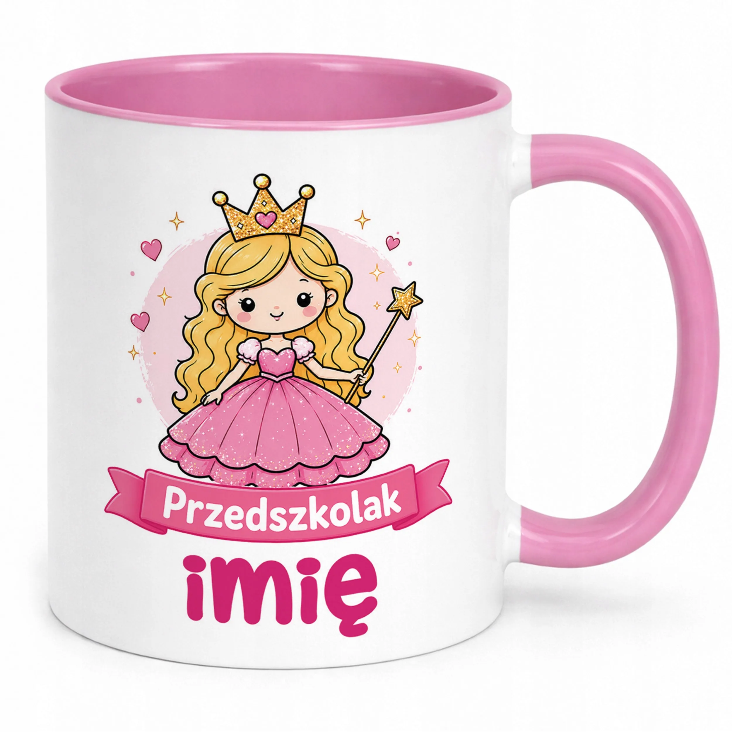 Kubek Różowy z nadrukiem personalizowany Przedszkolak Szkoła Dla Dzieci