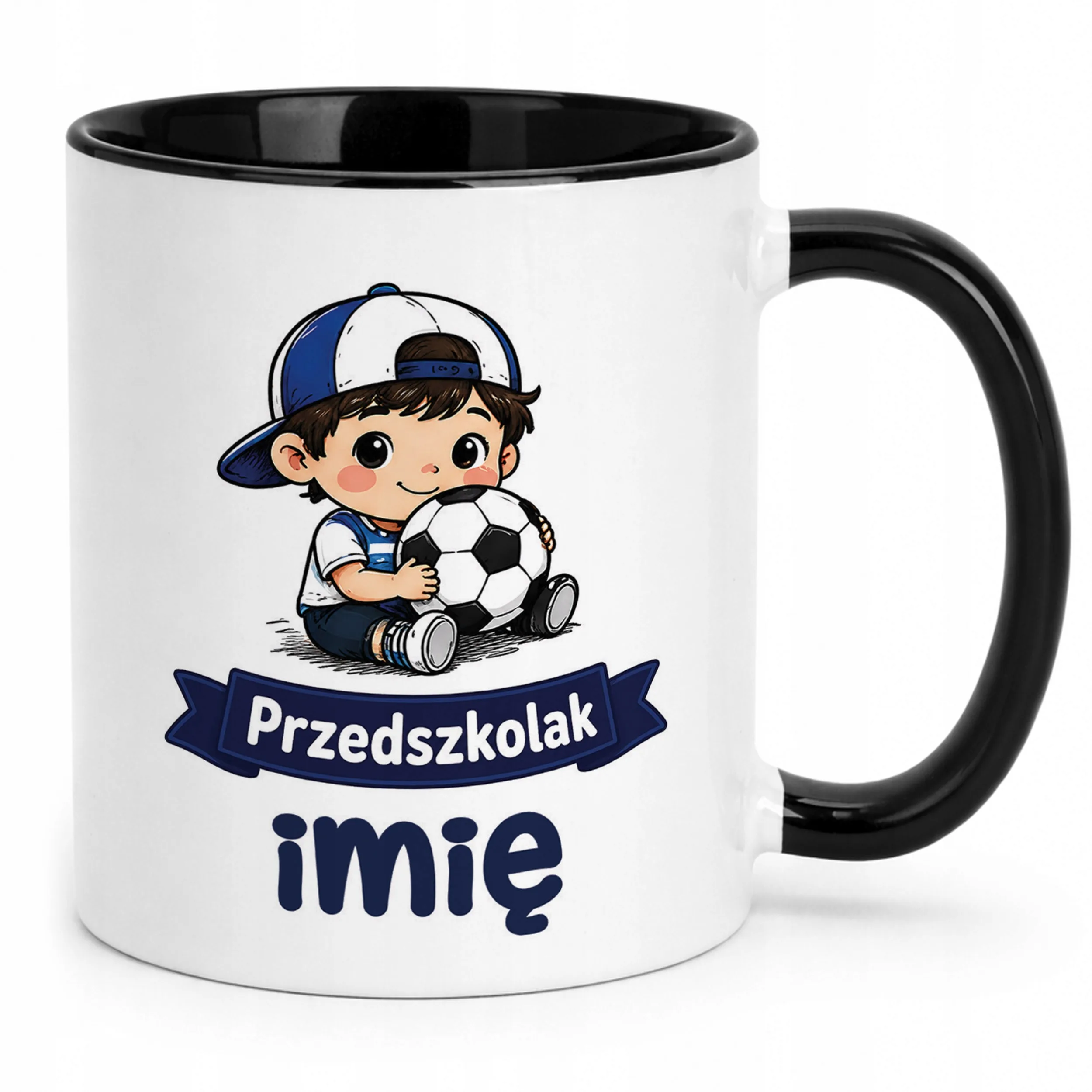 Kubek Czarny z nadrukiem personalizowany Przedszkolak Szkoła Dla Dzieci